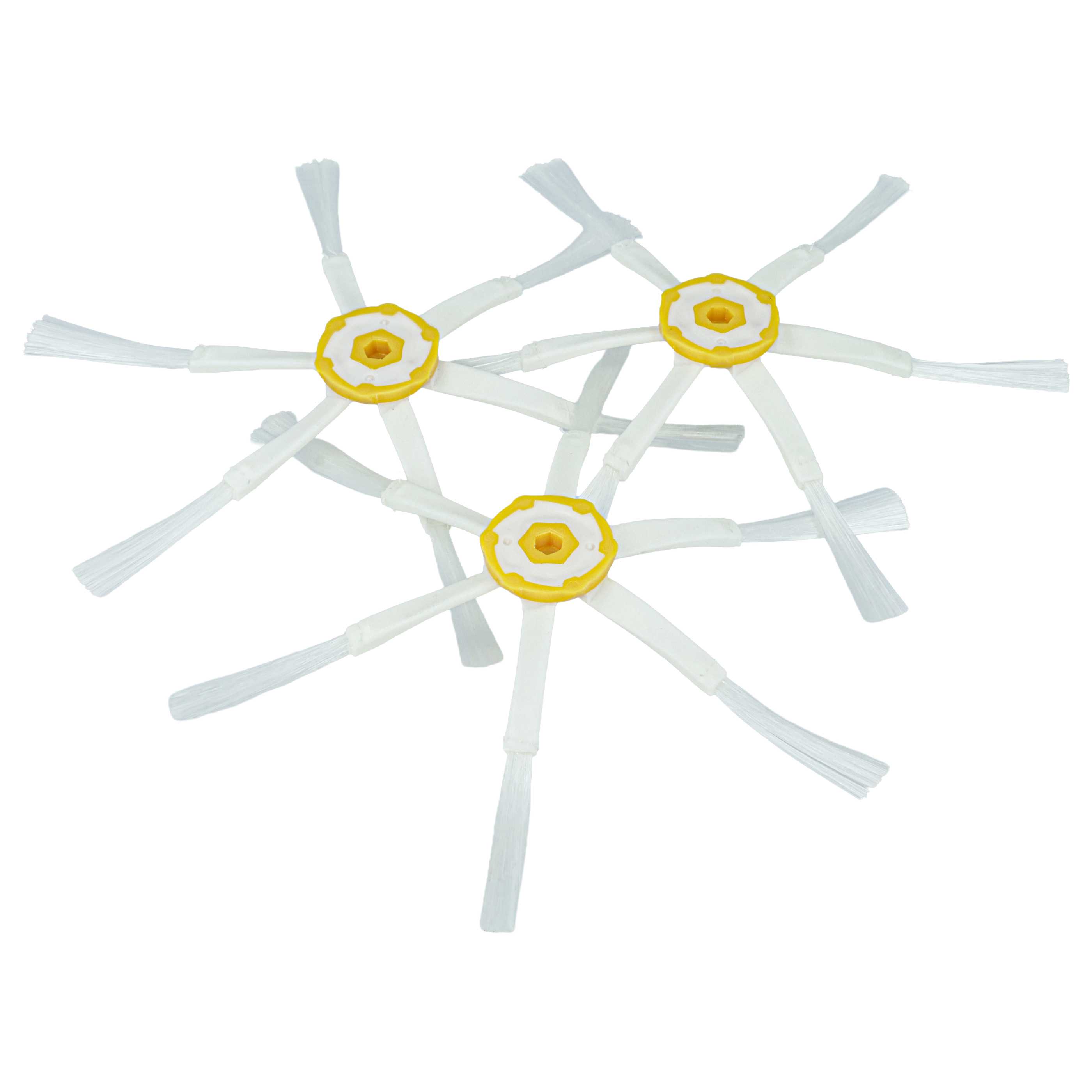 3x Spazzola laterale a 6 bracci per robot aspirapolvere iRobot Roomba 616, 621, 651, 765 - bianco / giallo