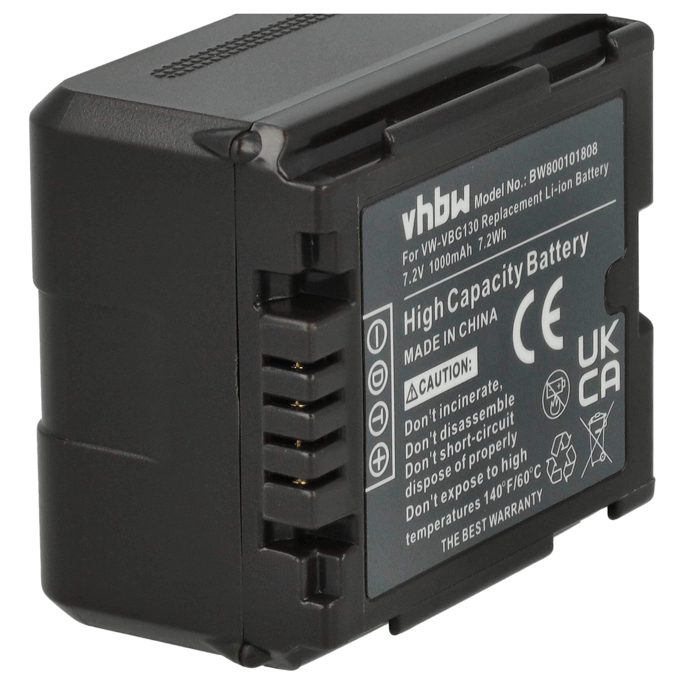 Videocamera 3x Battery replaces Panasonic VW-VBG070, VW-VBG130, VW-VBG260 - 1000 mAh 7.2 V Li-Ion