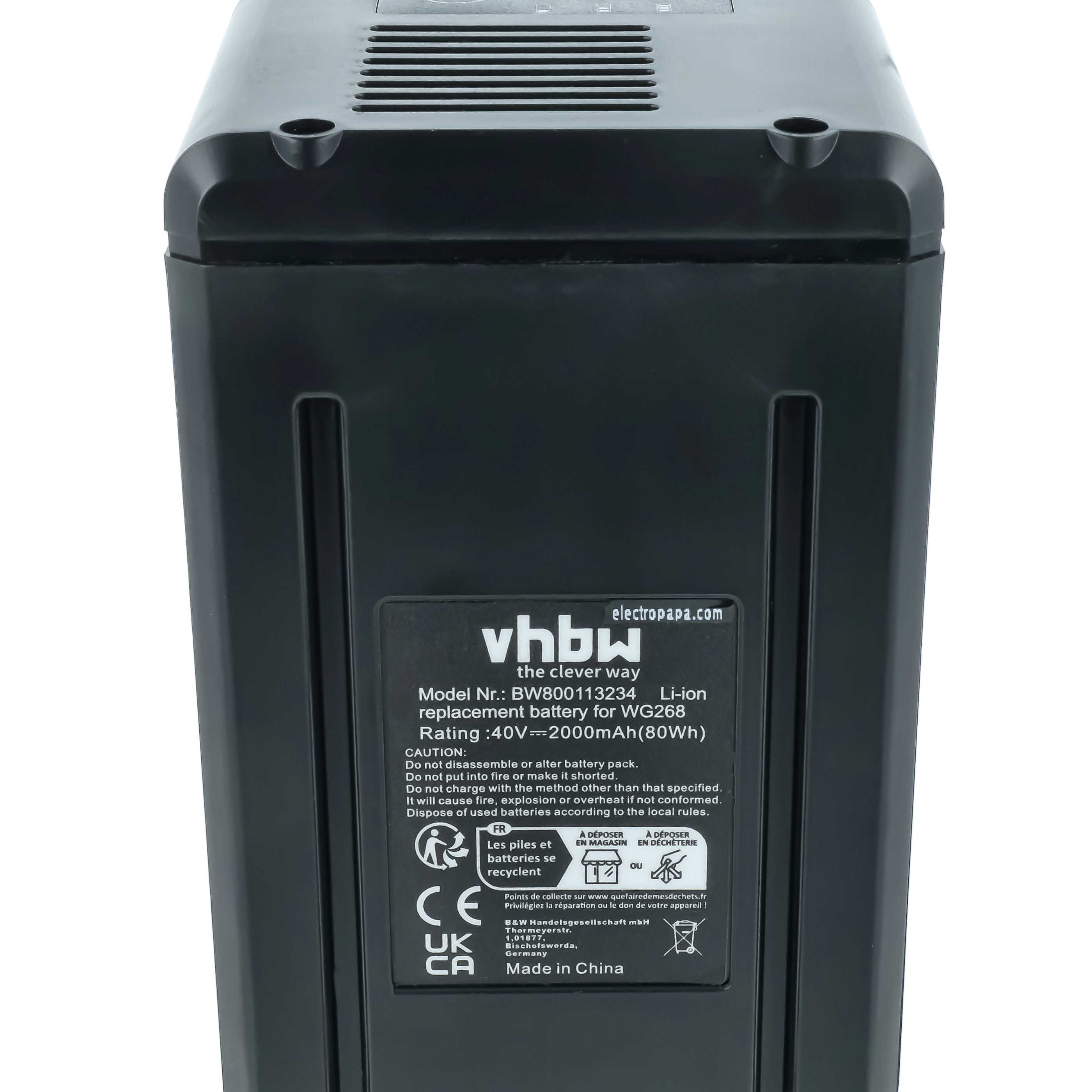 Batteria sostituisce Worx WA3559, WA3555, WA3536, WA3734 per attrezzo - 2Ah 40V Li-Ion