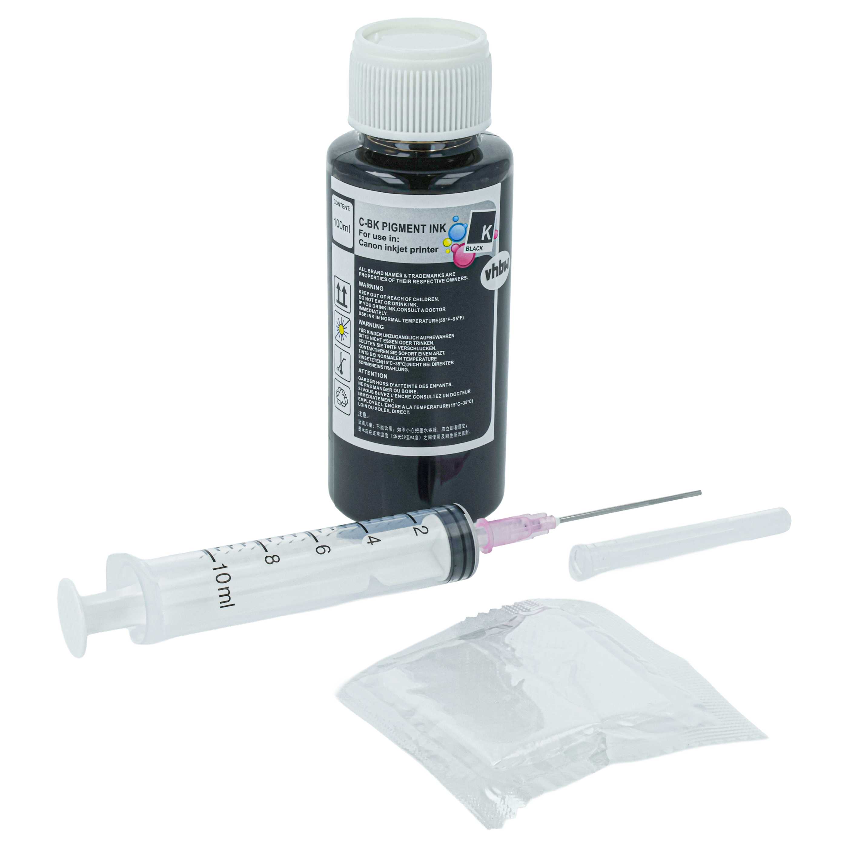 Refill Ink Black suitable for Canon Printer - Pigmented, 100 ml