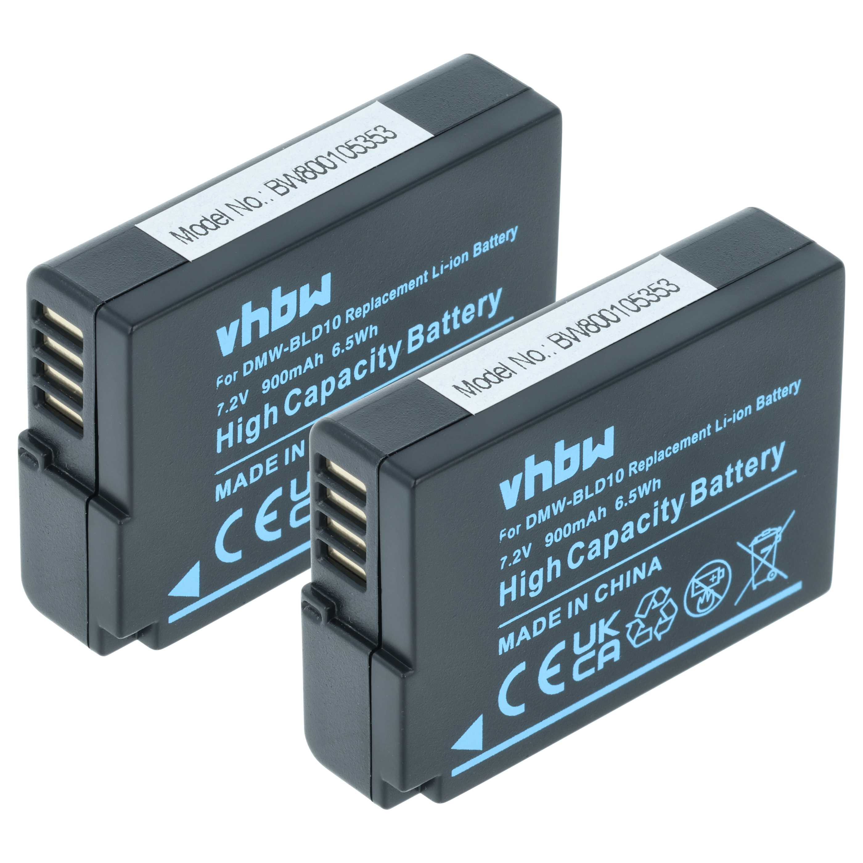 2x Akumulator do aparatu cyfrowego zamiennik Panasonic DMW-BLD10, DMW-BLD10E - 950 mAh 7,2 V Li-Ion z chipem