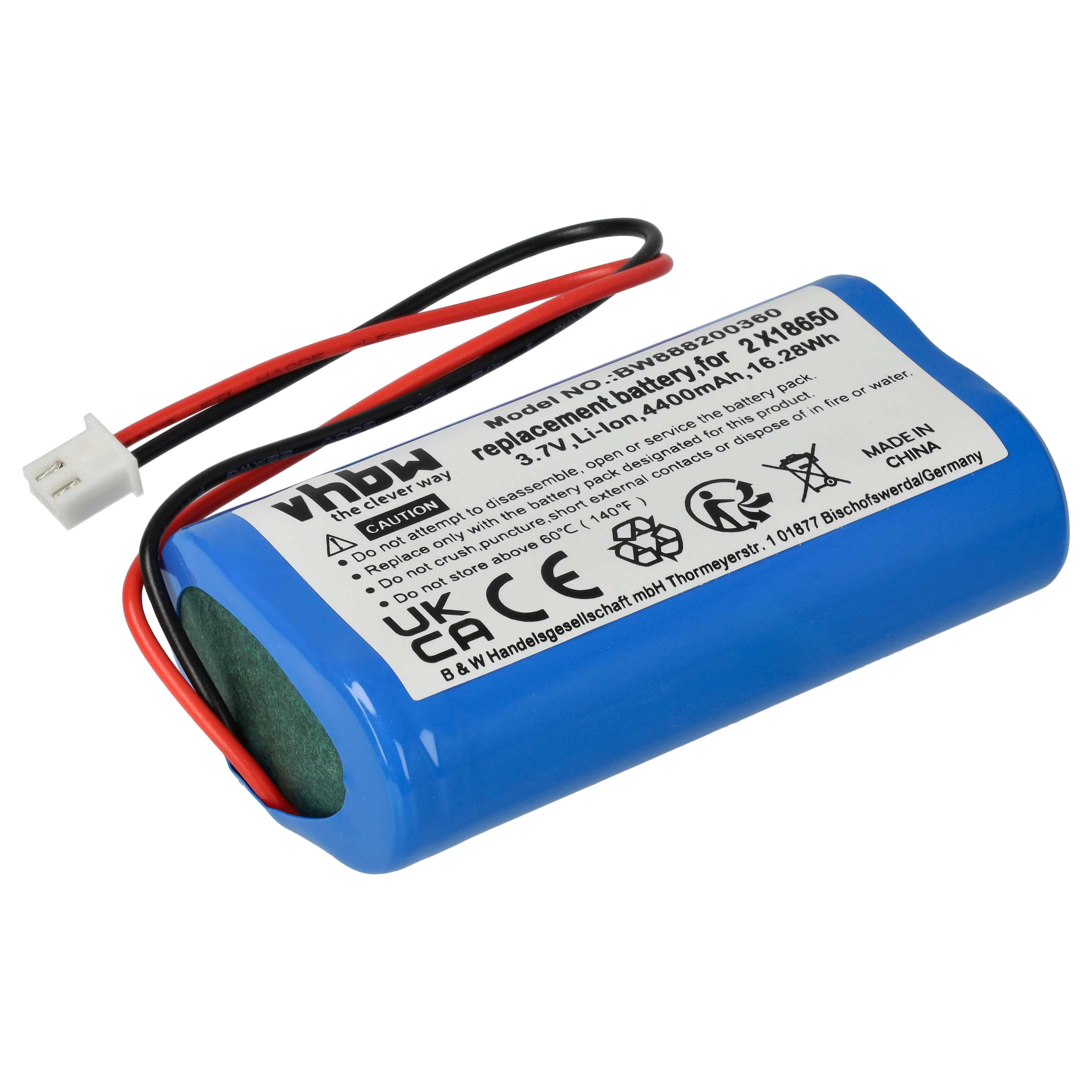 2x Akku für Sigor Nuindie, Numotion, Villeroy & Boch Seoul 2.0, Zafferano Poldina - 4400mAh 3,7V Li-Ion