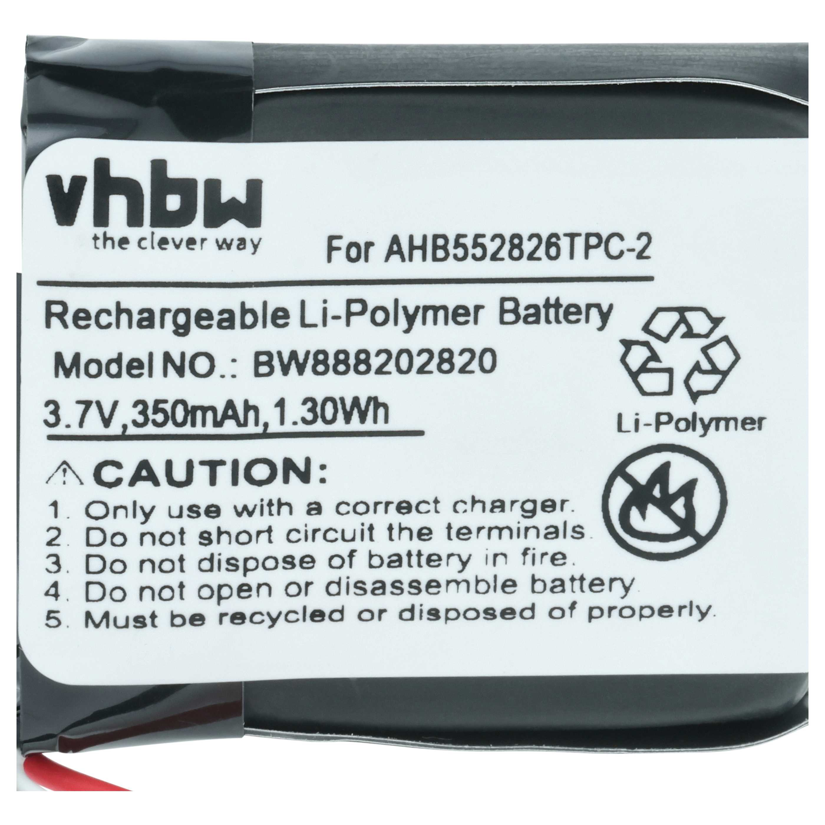Akumulator do słuchawek bezprzewodowych zamiennik Sennheiser AHB552826TPC-2 - 350 mAh 3,7 V LiPo