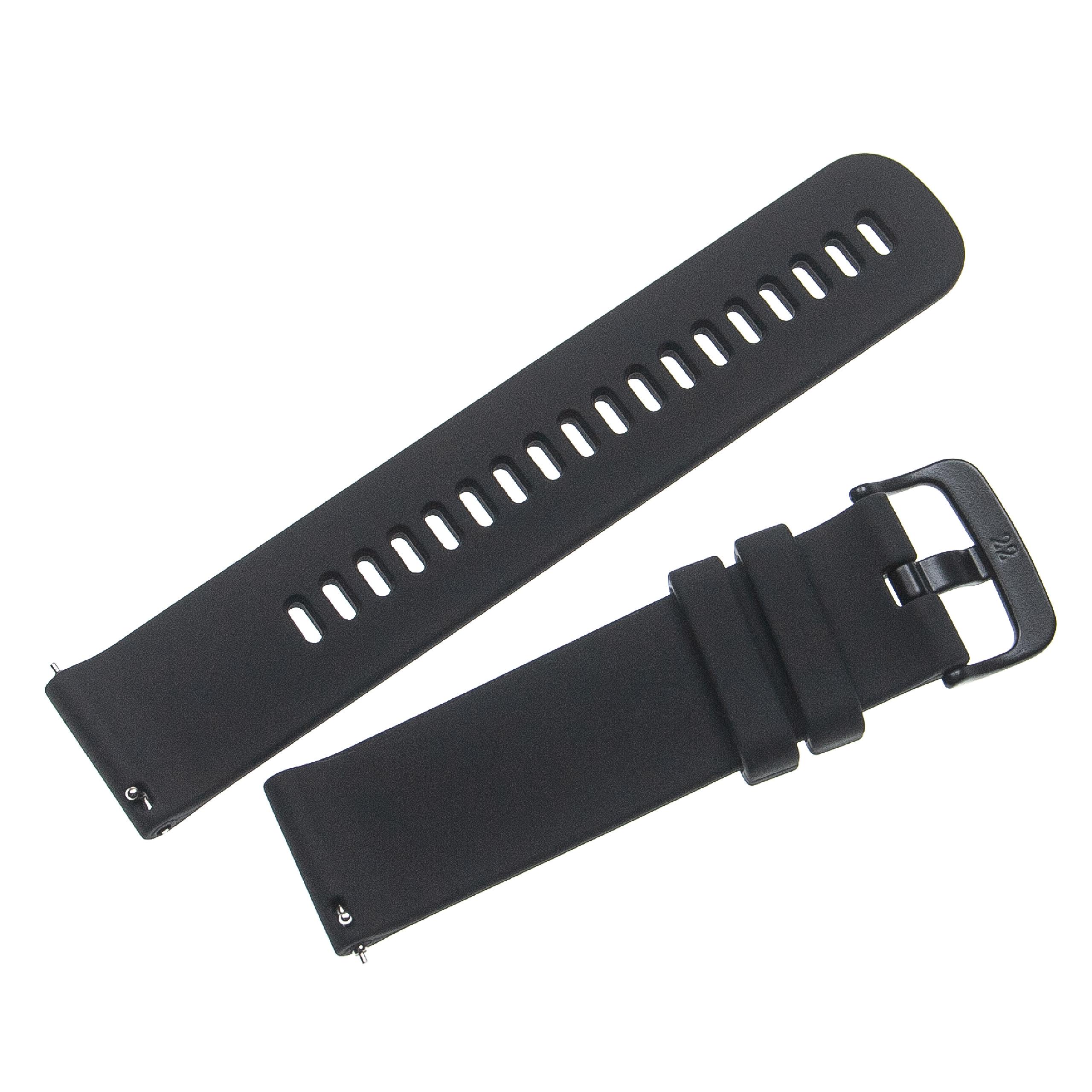 Bracelet pour montre intelligente Garmin Forerunner - 12,1 + 9,2 cm de long, 22mm de large, silicone, noir