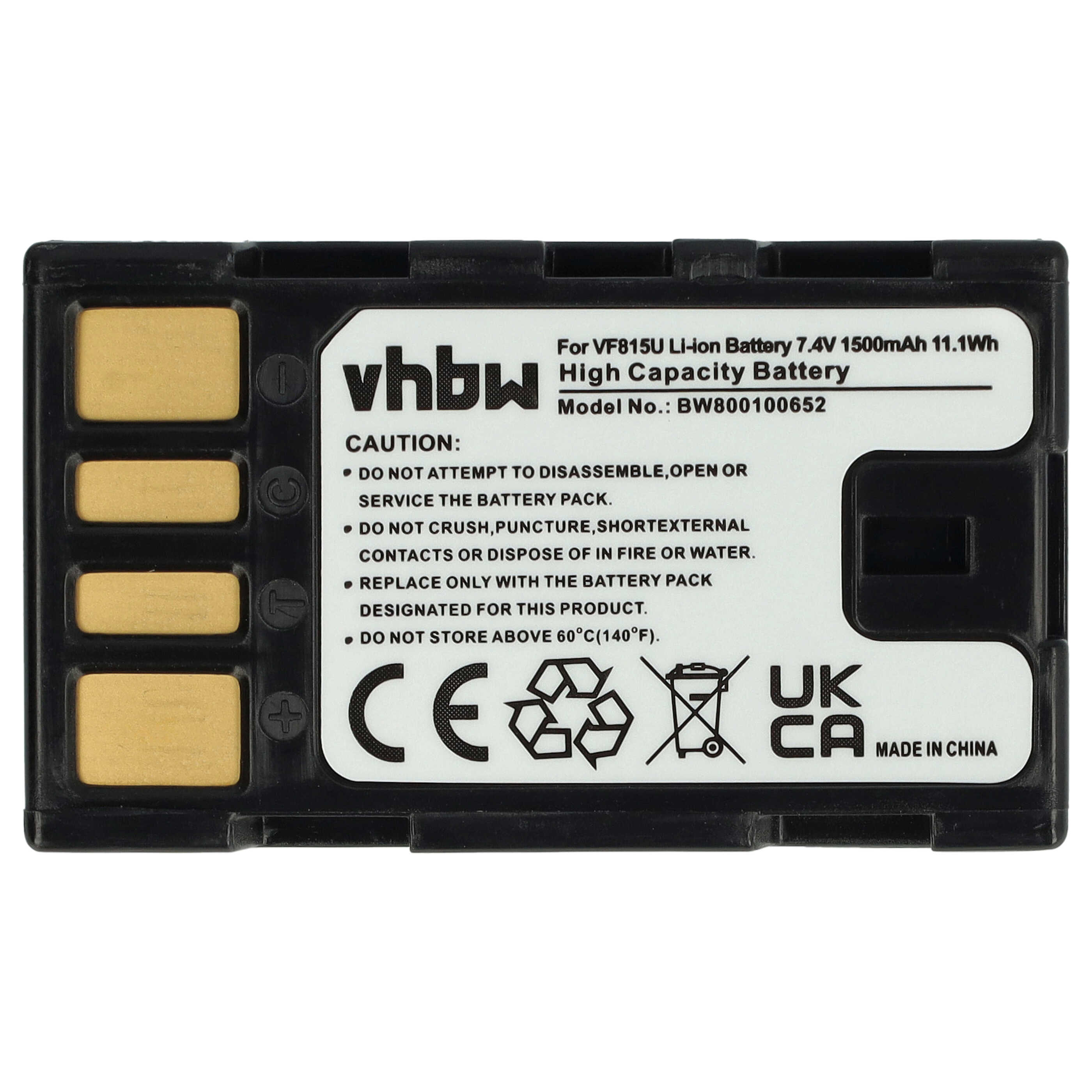 Batterie remplace JVC BN-VF815, BN-VF815U, BN-VF808, BN-VF808U pour caméscope - 1400mAh 7,2V Li-ion avec puce