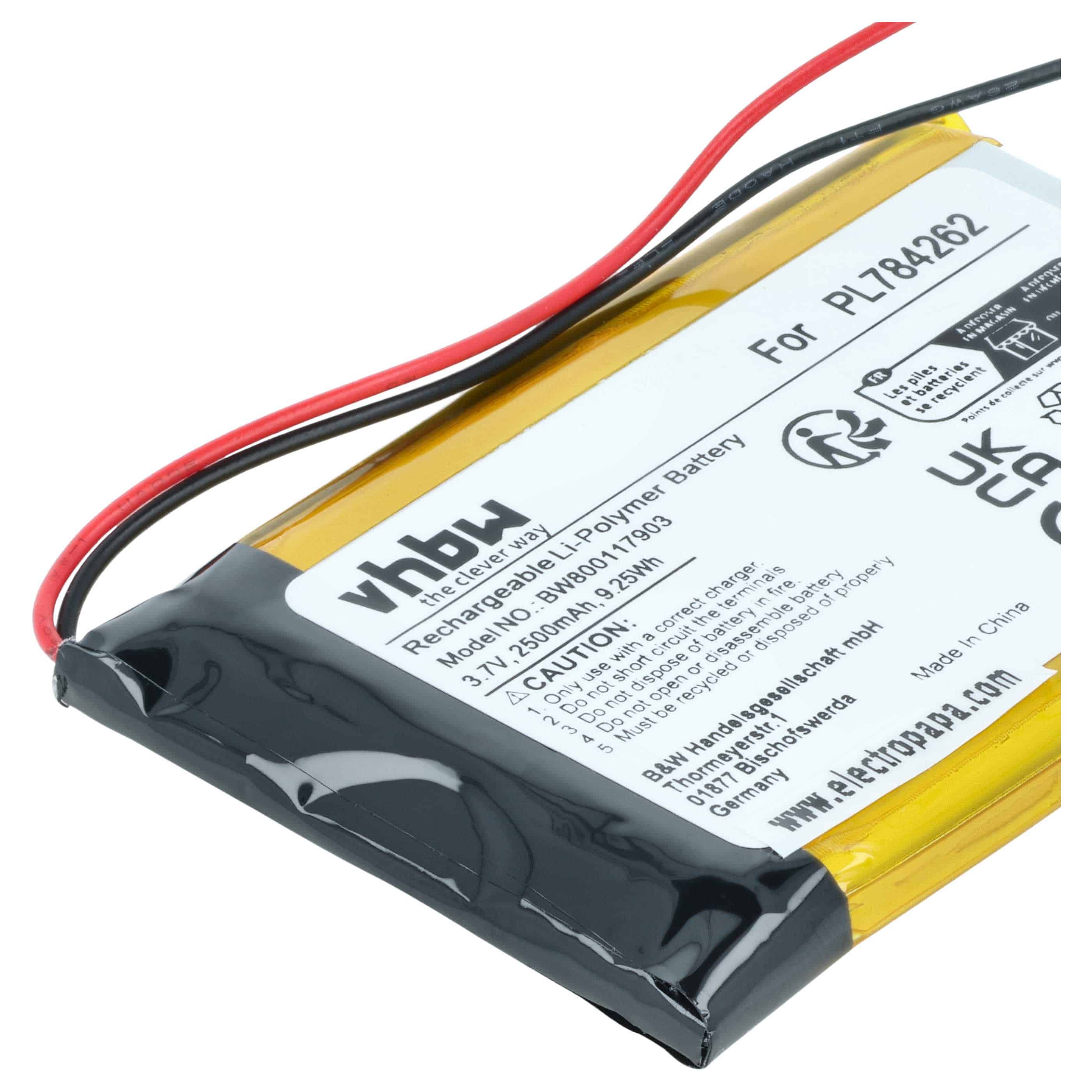 Akumulator do nawigacji GPS zamiennik Teasi PL784262 - 2500 mAh 3,7 V LiPo