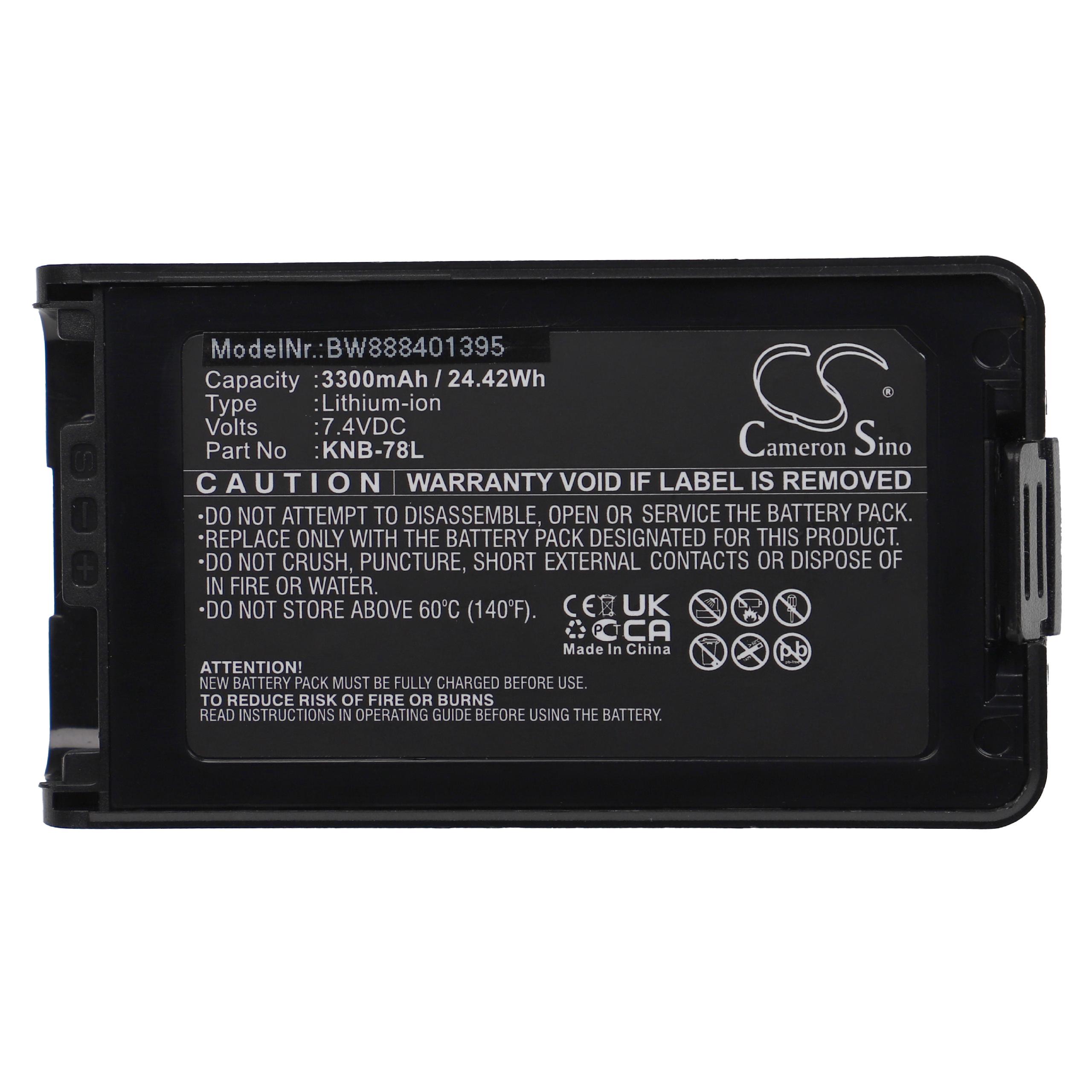 Batterie remplace Kenwood KNB-55L, KNB-56N, KNB-24L, KNB-35L pour radio talkie-walkie - 3300mAh 7,4V Li-ion