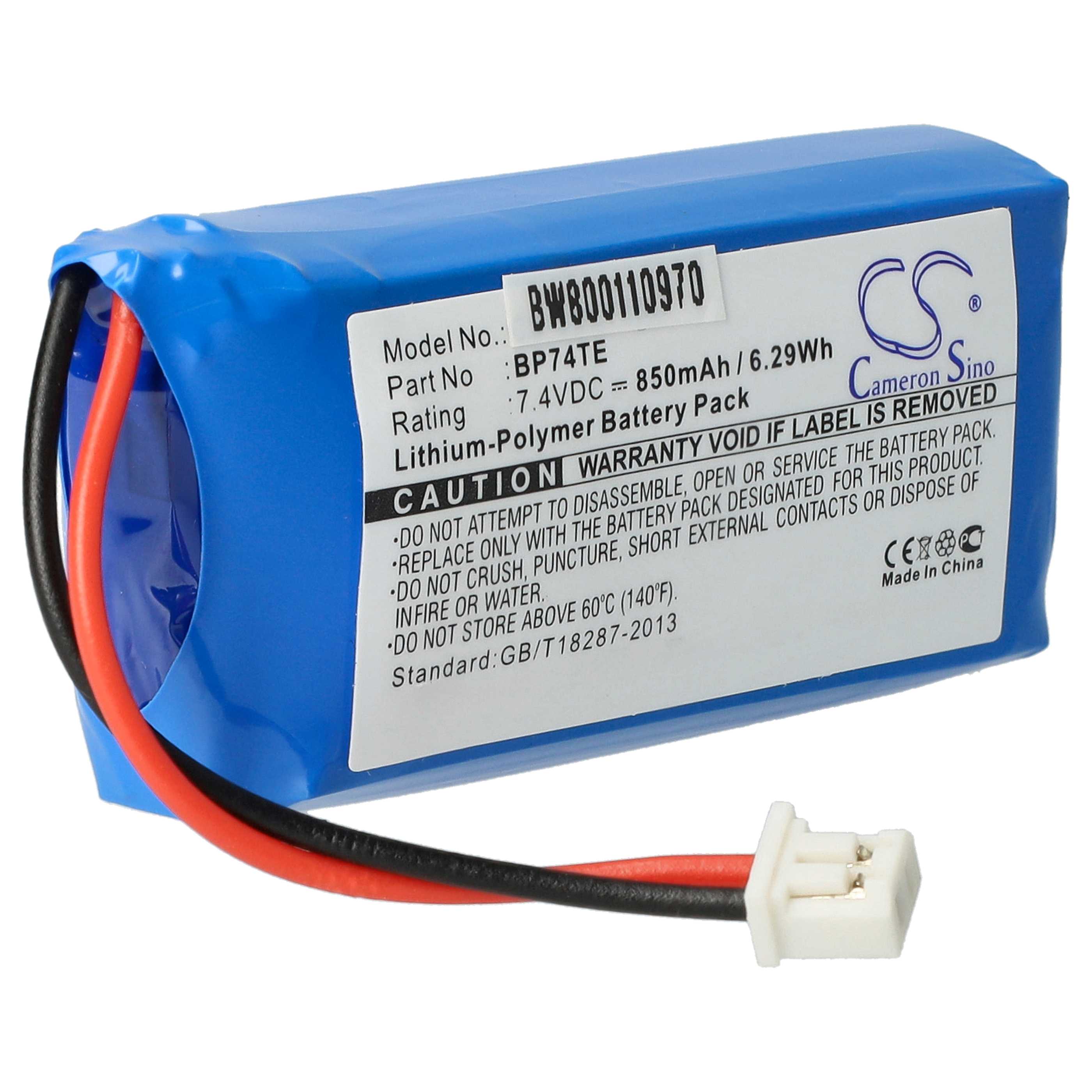 Dog Trainer Battery Replacement for Dogtra 2PR-672548N, BP74TE, BP74TE3P, 892086 - 850 mAh 7.4 V Li-polymer