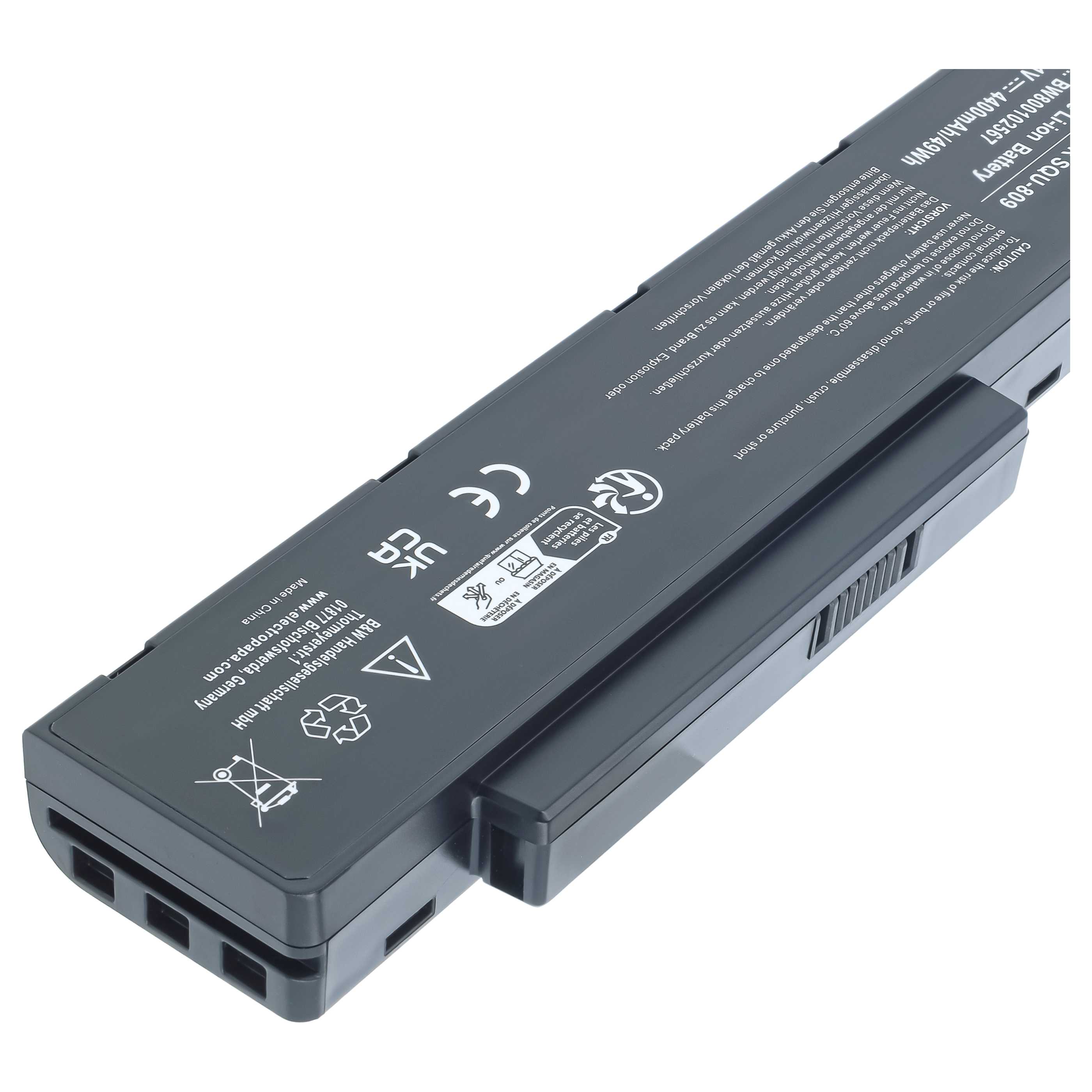 Notebook-Akku als Ersatz für Fujitsu-Siemens 3UR18650-2-T0182 - 4400mAh 11,1V Li-Ion, schwarz