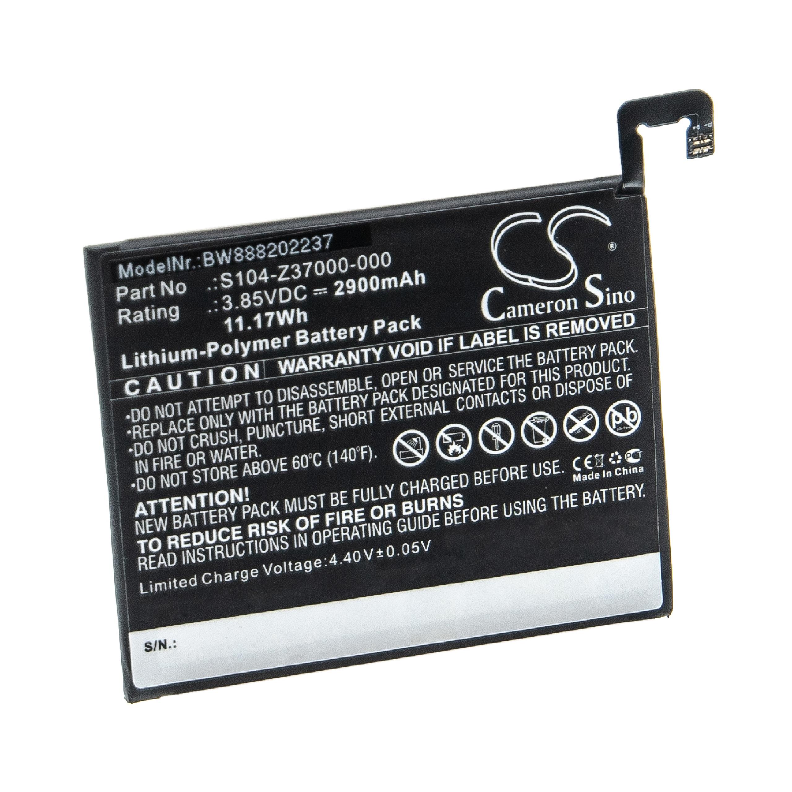 Mobile Phone Battery Replacement for Wiko 356580H, S104-Z37000-000, TLE1707 - 2900mAh 3.85V Li-polymer