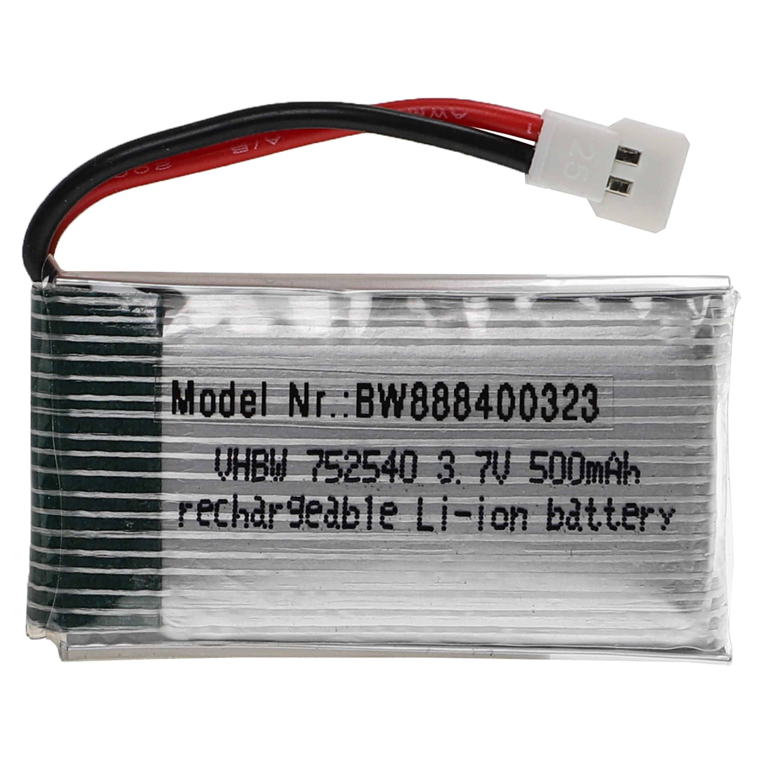Batería para dispositivos modelismo - 500 mAh 3,7 V Li-poli, XH 2.54 2P