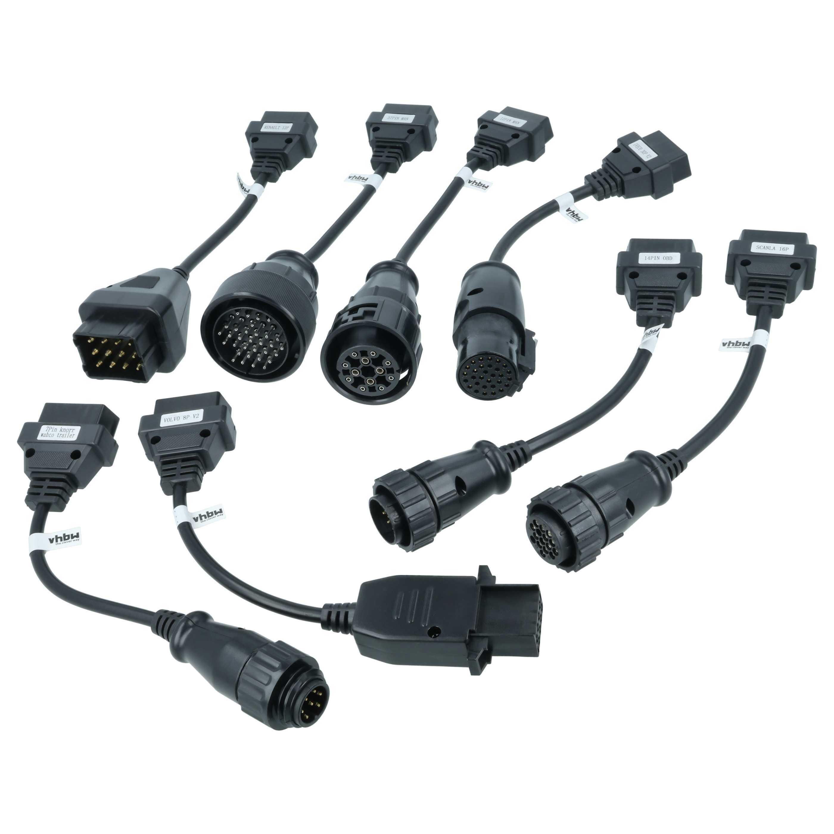 vhbw 8x OBD2 Adapter-Set auf OBD2 für Renault LKW