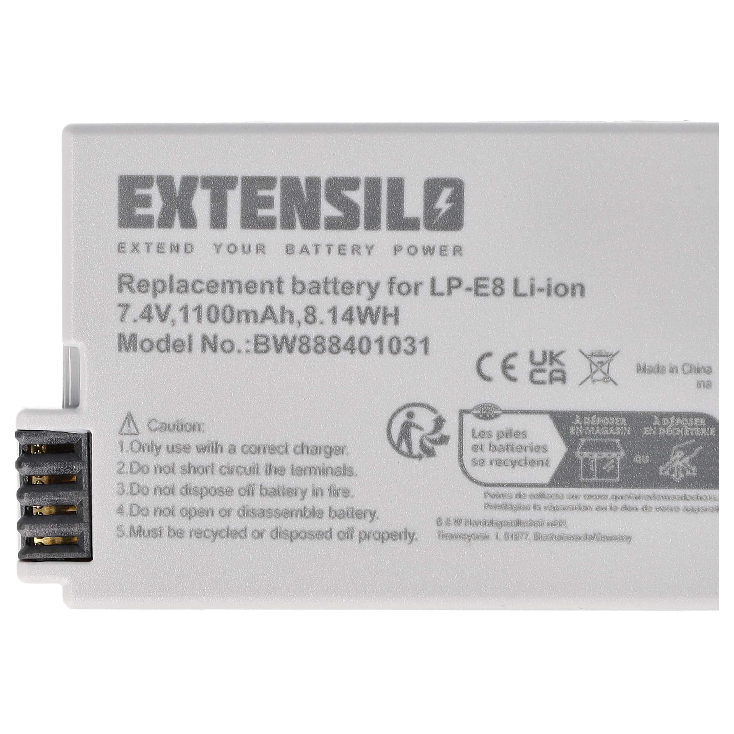 Battery replaces Canon LP-E8 - 1100mAh, 7.4V, Li-Ion