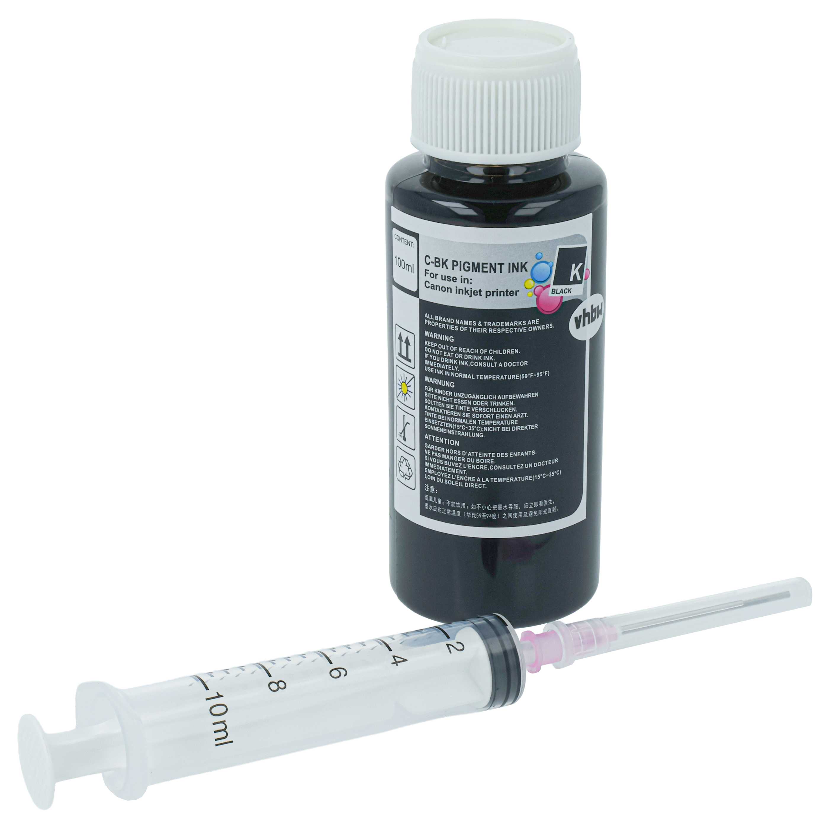 Refill Ink Black suitable for Canon Printer - Pigmented, 100 ml