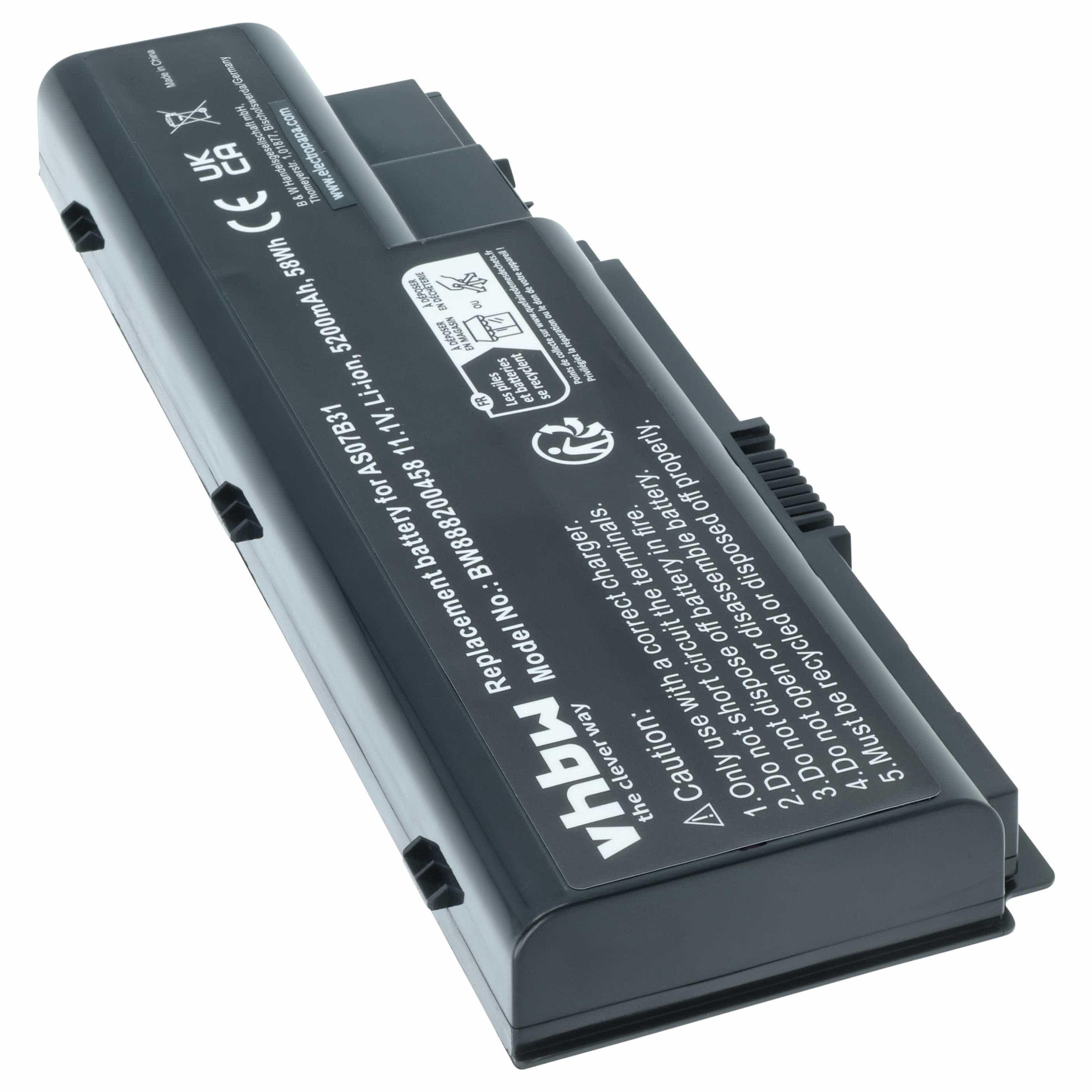 Akumulator do laptopa zamiennik Acer 01AS-2007B, AS07B32, AK.006BT.019 - 5200 mAh 11,1 V Li-Ion, czarny