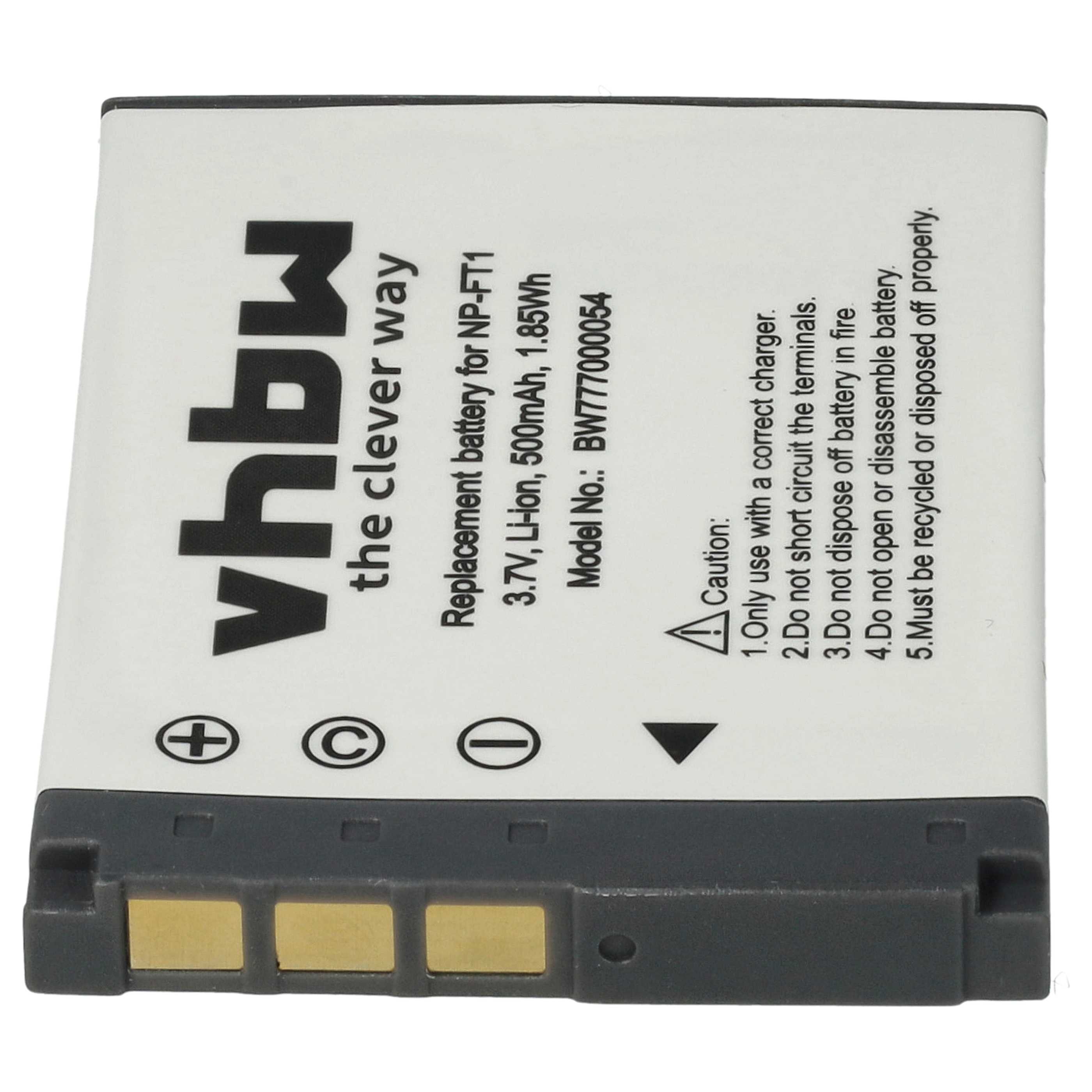 Battery replaces Sony NP-FT1 - 500mAh, 3.6V, Li-Ion
