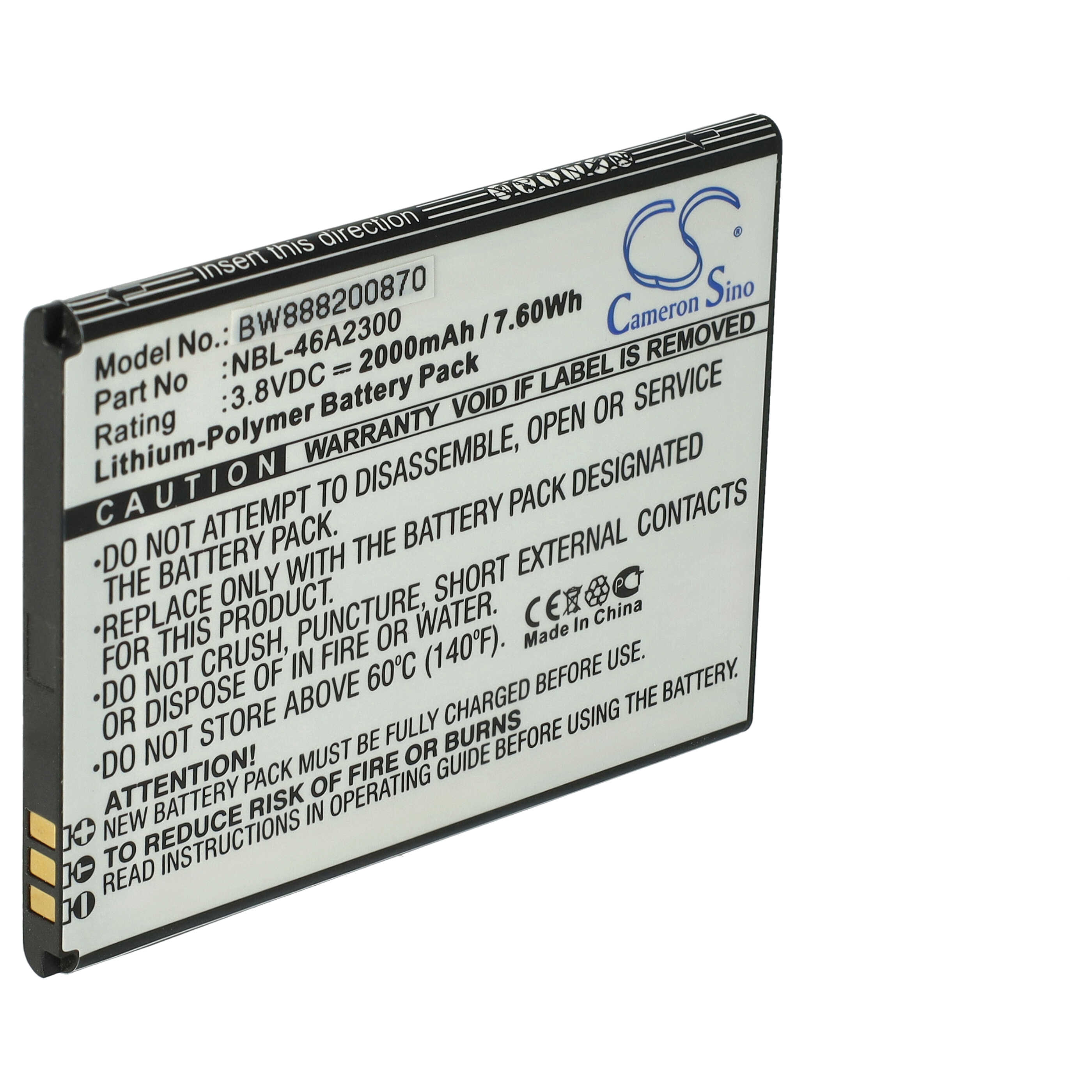 Akumulator do telefonu smartfona zamiennik TP-Link NBL-46A2300 - 2000 mAh 3,8 V LiPo