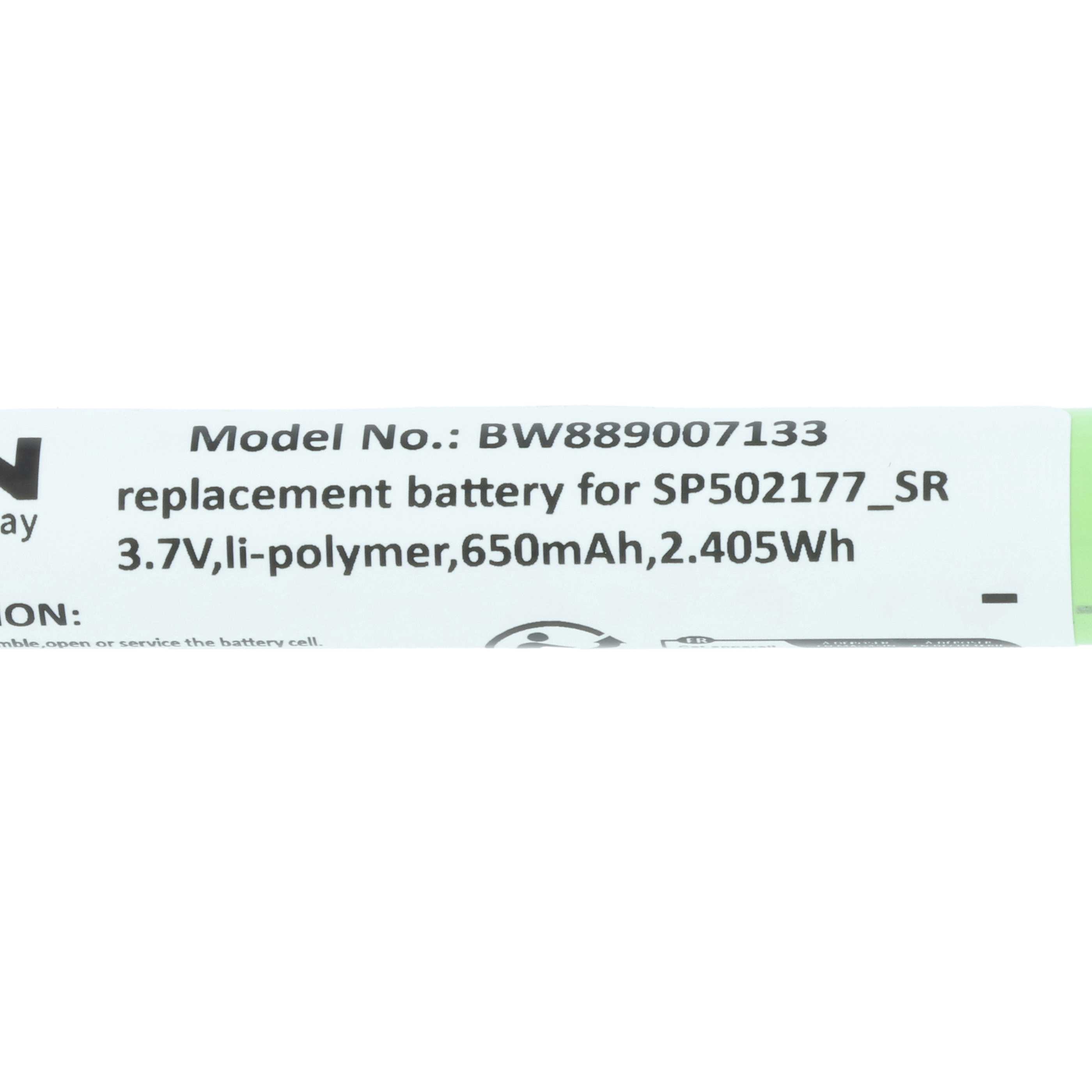 Batterie (2 pcs.) remplace Ledlenser SP502177_SR lampe de poche Ledlenser - 650mAh 3,7V Li-polymère
