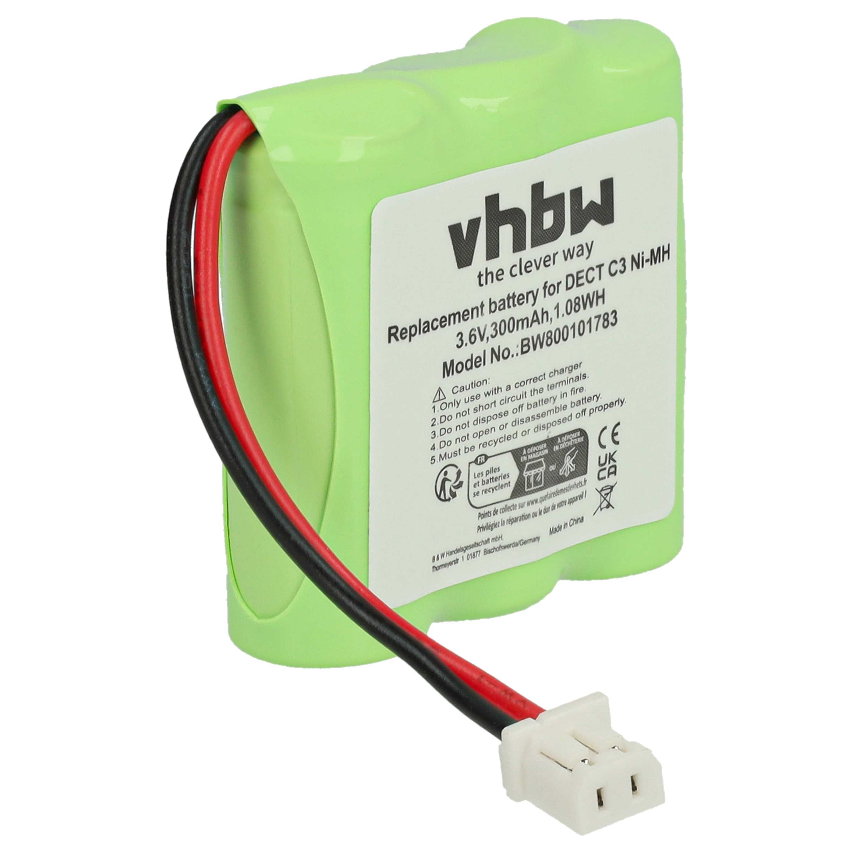 Batterie remplace Sagem T302, RPD4829, 30AAM3BMX pour téléphone Sagem - 300mAh 3,6V NiMH