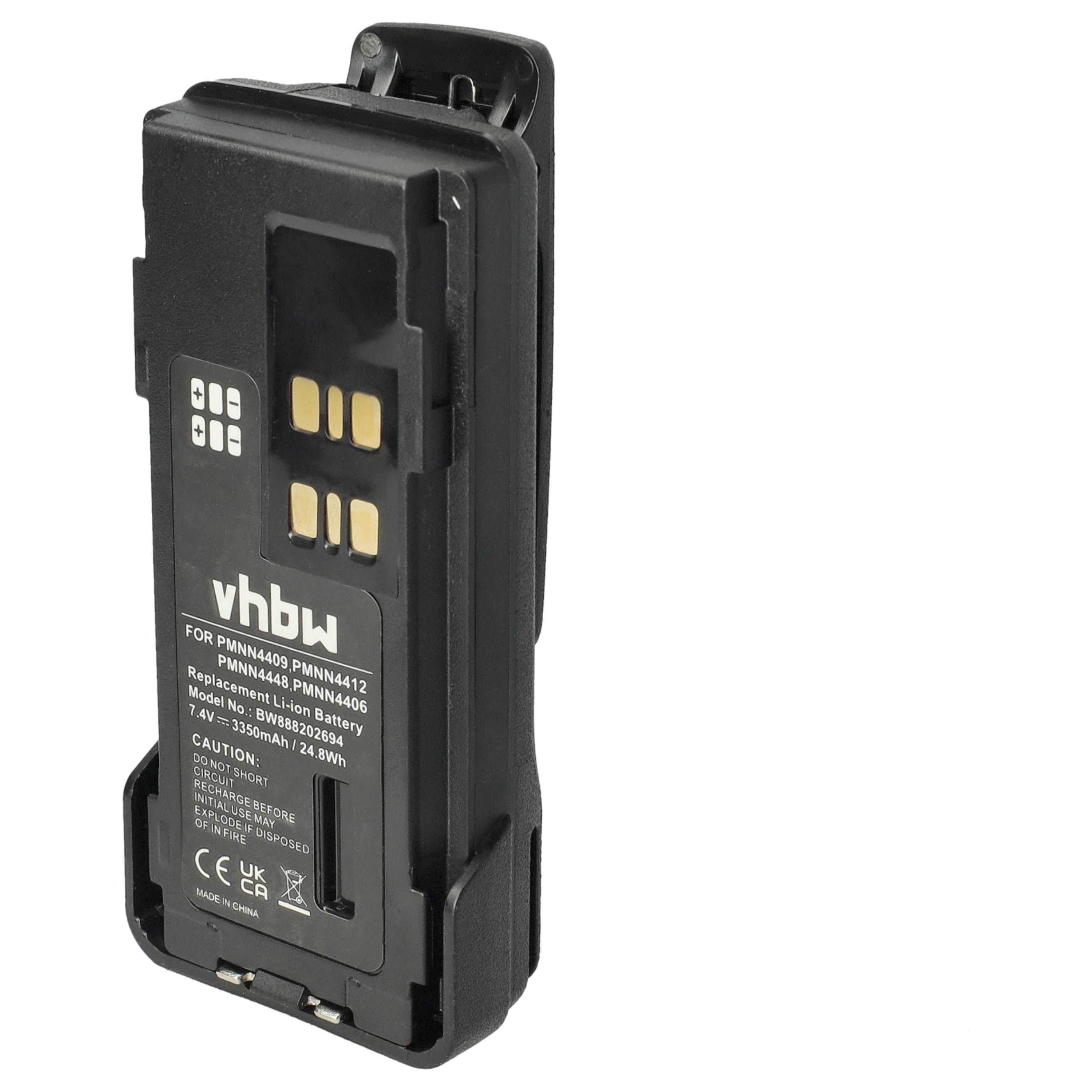 Radio 10x Battery replaces Motorola PMNN4409, PMNN4406BR, PMNN4406 - 3350 mAh 7.4 V Li-Ion + Belt Clip