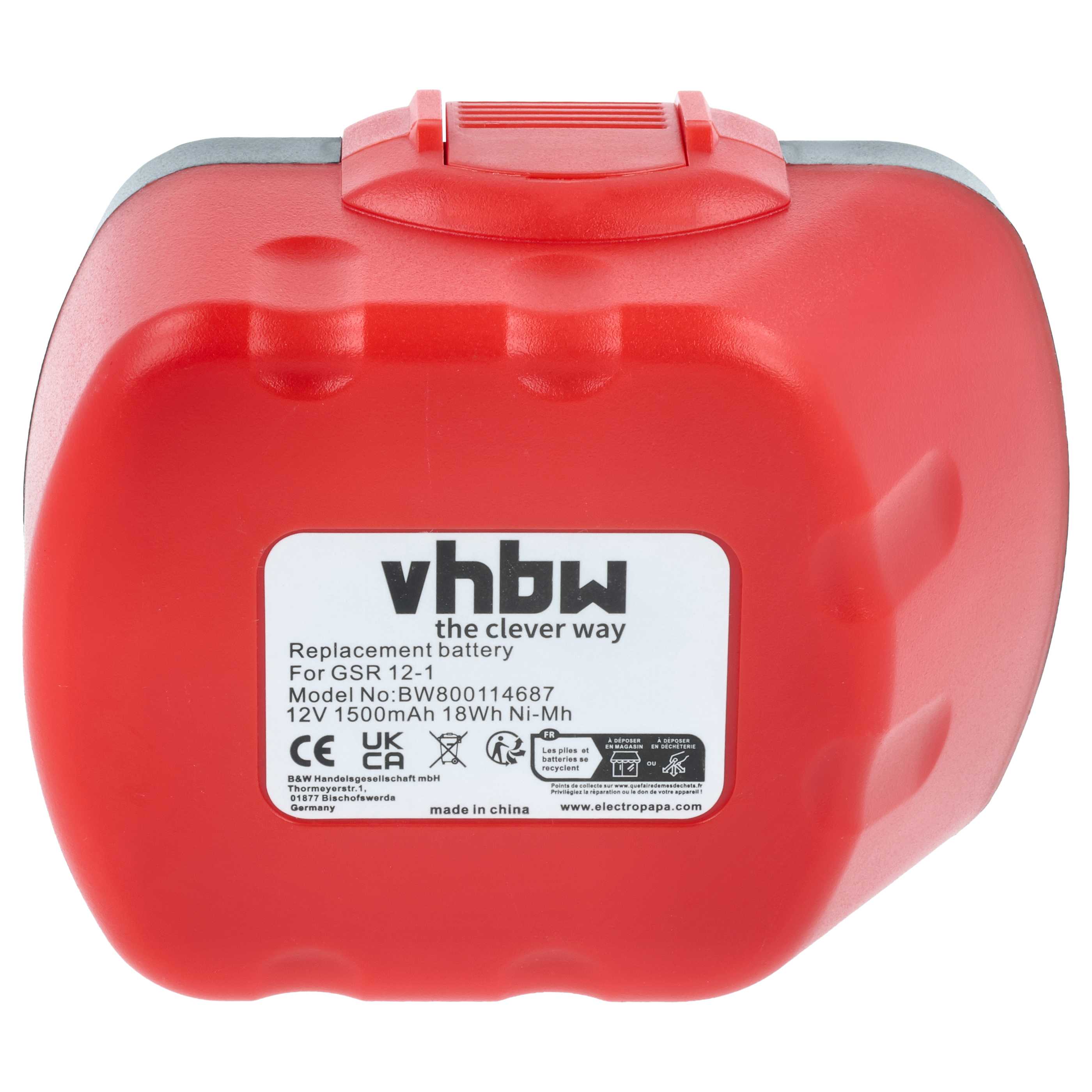 Batteria sostituisce Bosch 2 607 335 261, 2 607 335 262, 2 60 7335 249 per attrezzo - 1,5Ah 12V NiMH