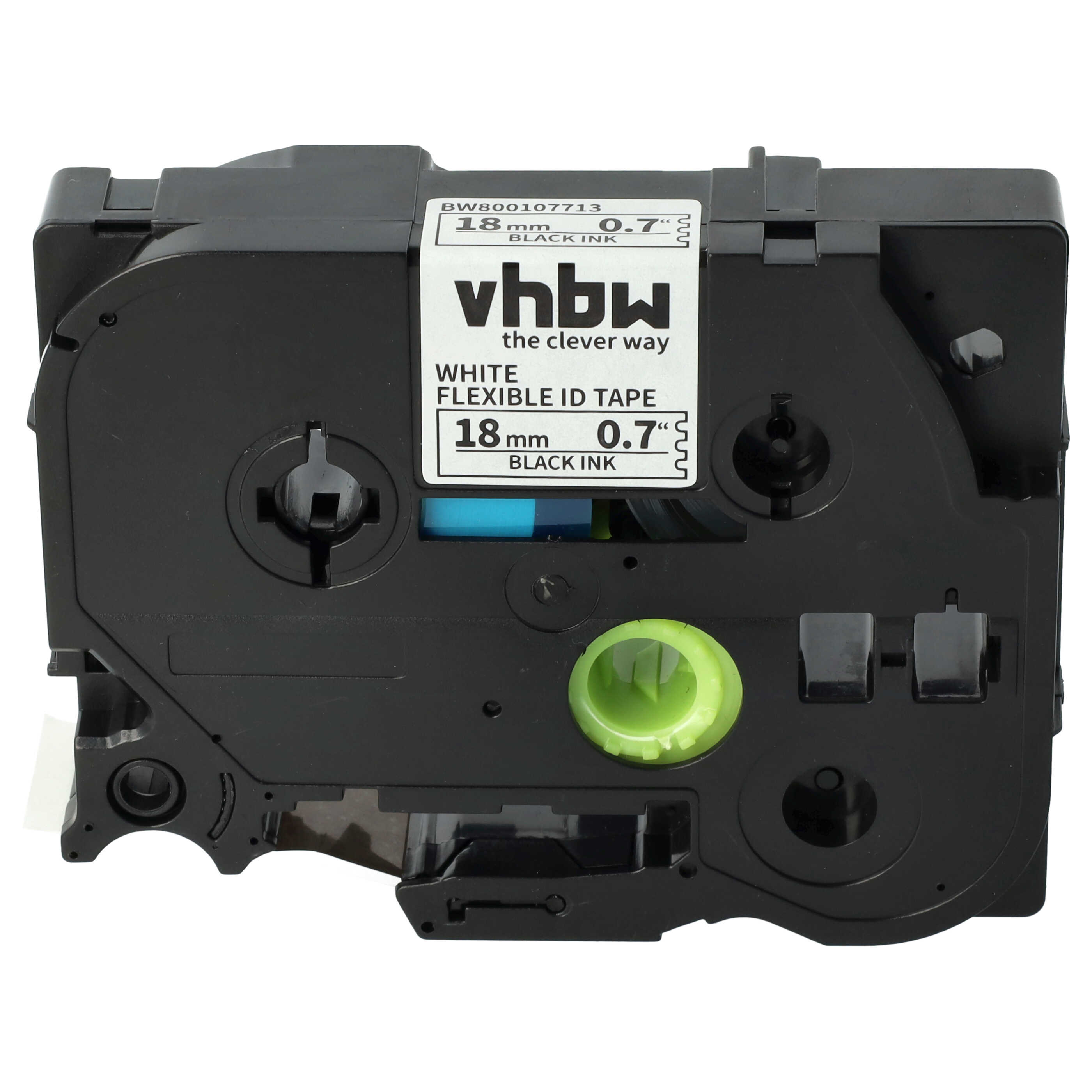 Label Tape as Replacement for Brother TZ-FX241, TZE-FX241 - 18 mm Black to White, Flexible