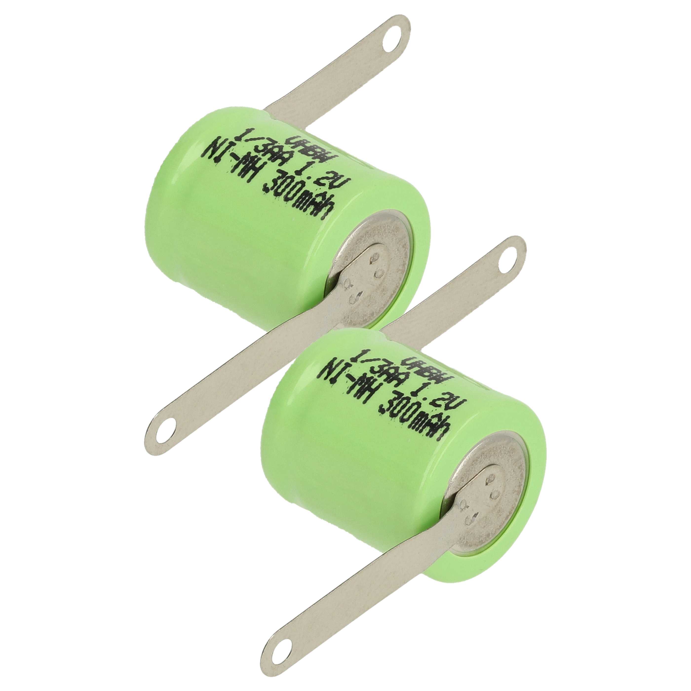 2x Piles bouton de type 1/3AA pour le modélisme et autres - 300mAh 1,2V NiMH