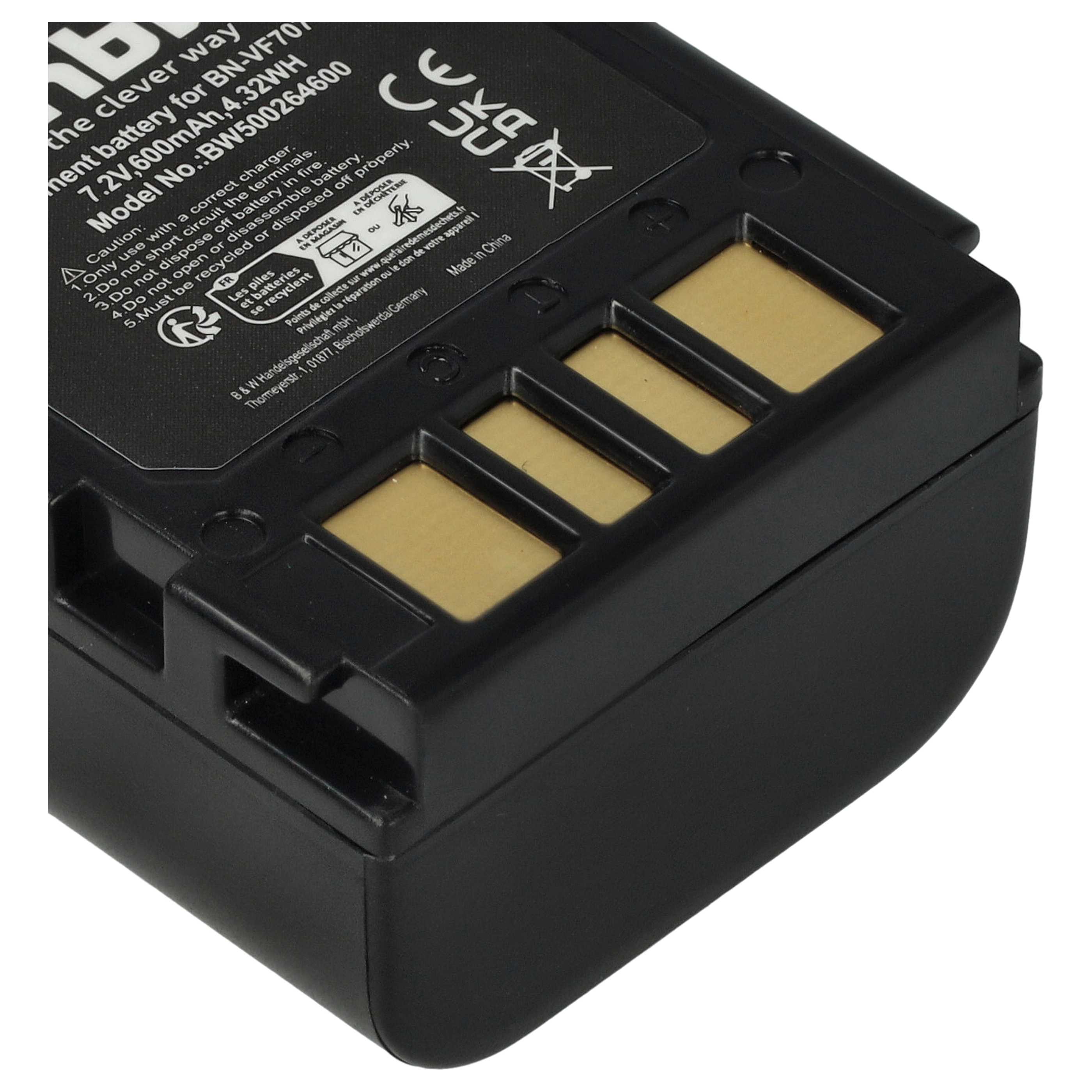 Videocamera Battery replaces JVC BN-VF707U, BN-VF714U, BN-VF714, BN-VF733, BN-VF707 - 600 mAh 7.2 V Li-Ion