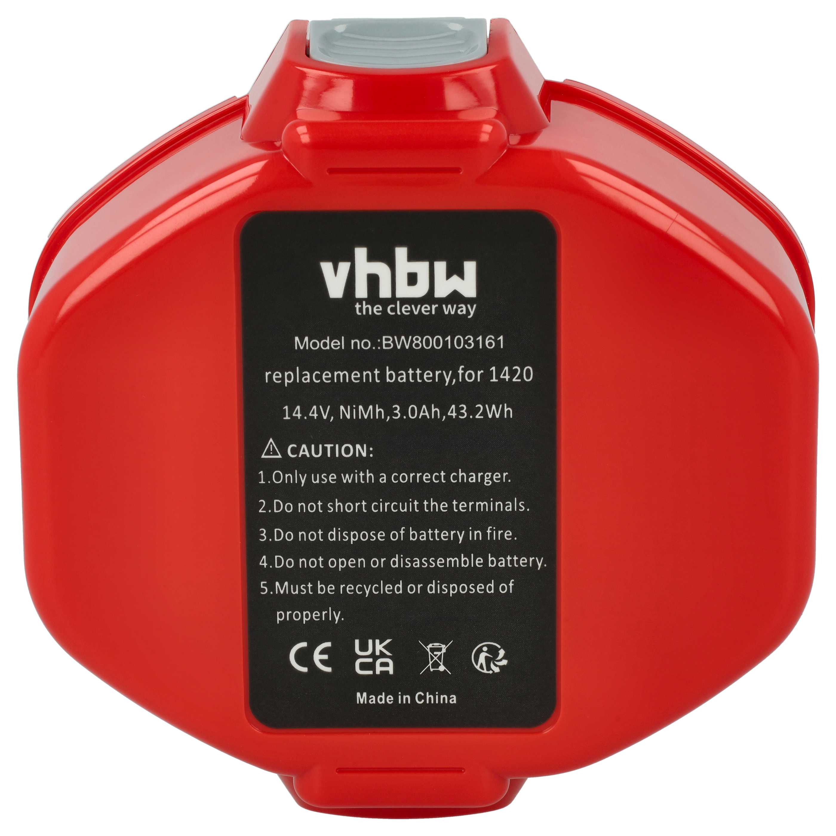 Battery replaces Makita 1434, 1422, 1422 192600-1, 1433, 1420 for Electric Power Tool - 3000 mAh, 14.4 V, NiMH