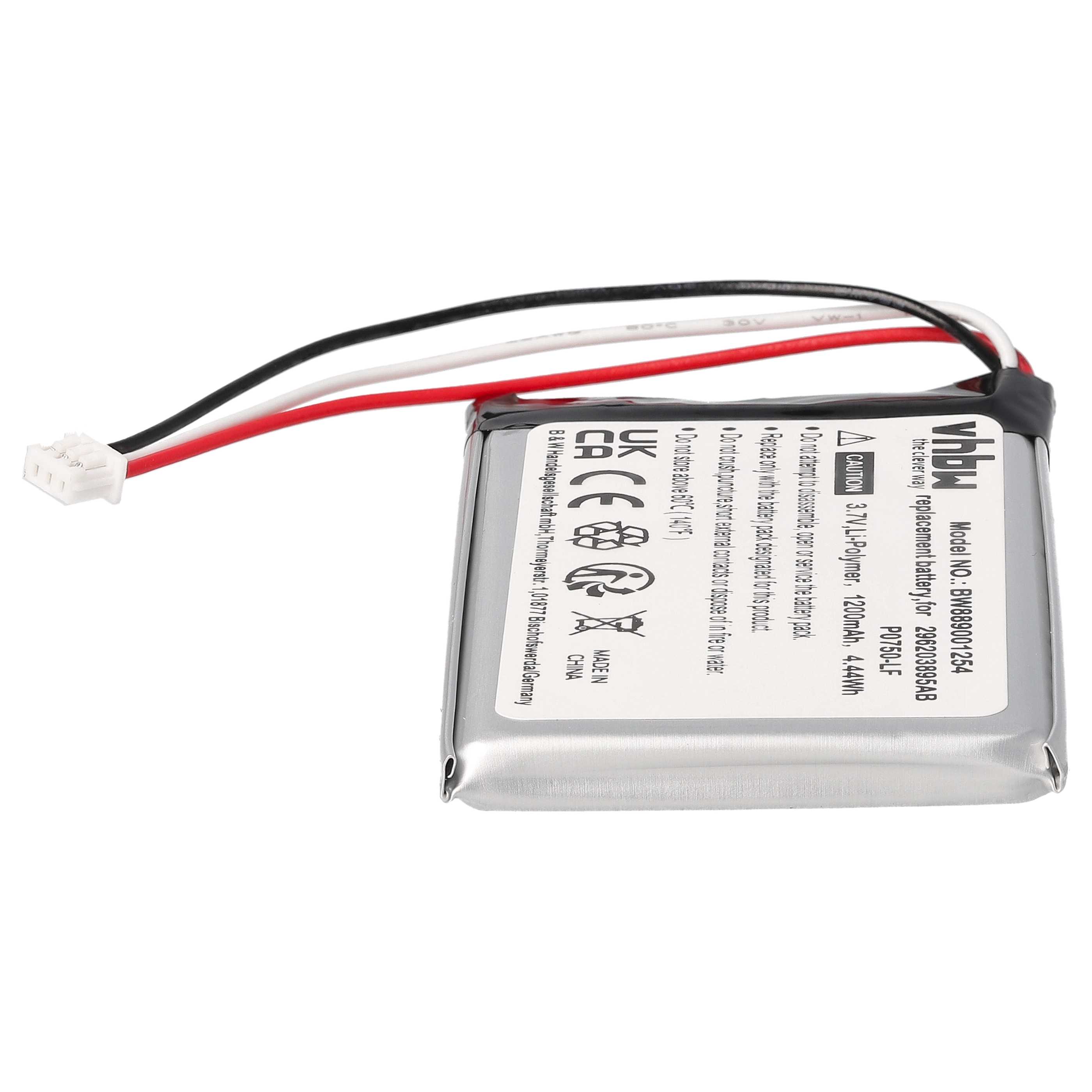 Card Reader 5x Battery replaces Ingenico 296203895AB, P0750-LF - 1200 mAh 3.7 V Li-polymer