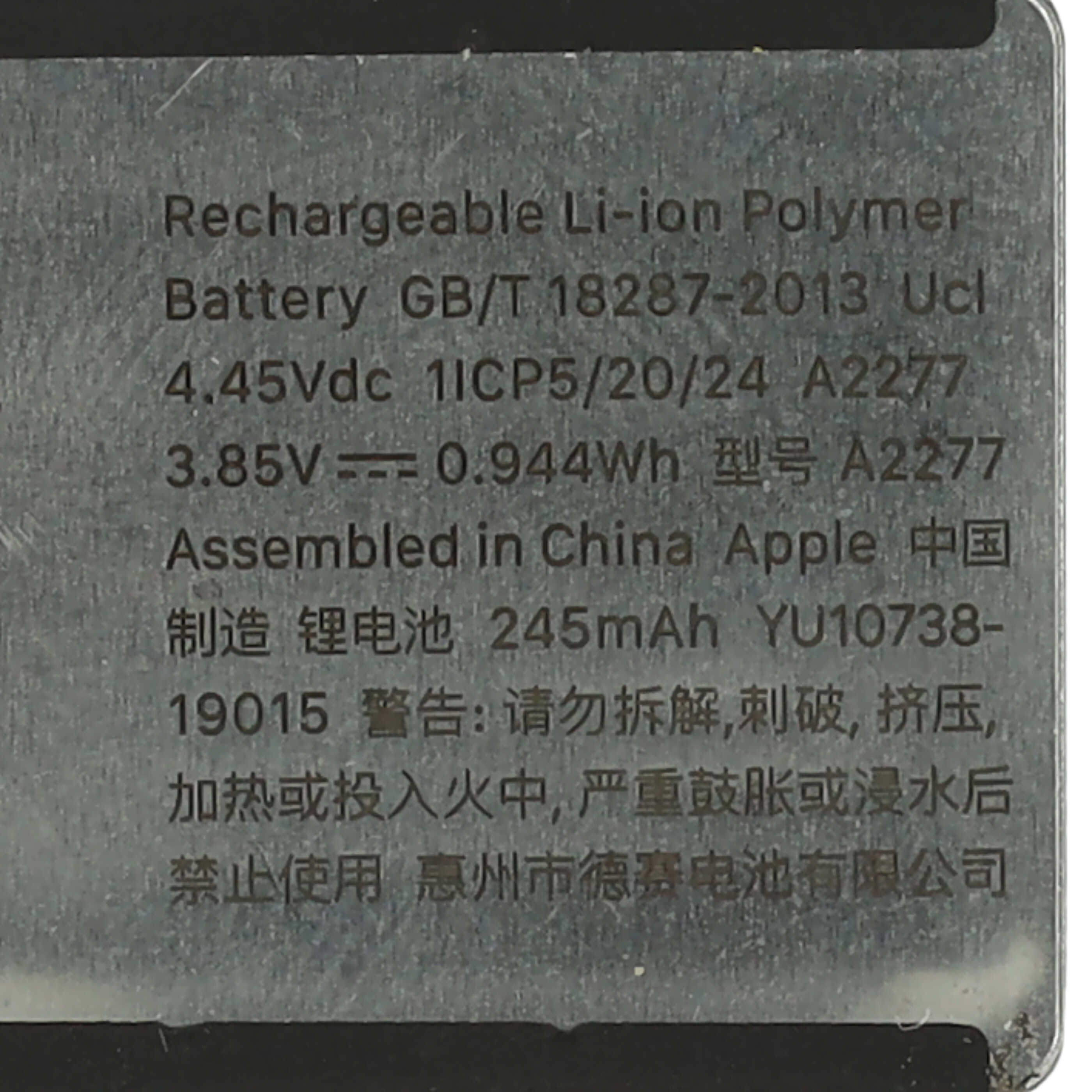 Smartwatch-Akku als Ersatz für Apple A2277 - 245mAh 3,85V Li-Polymer + Werkzeug-Set