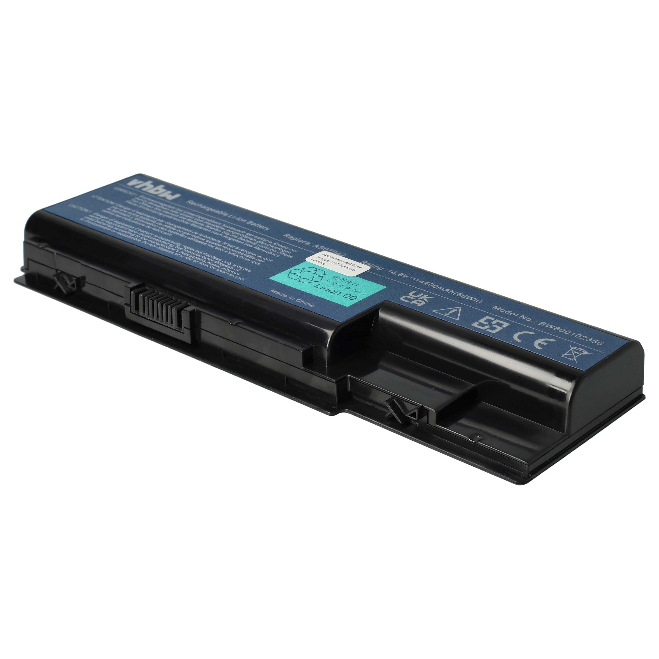 Notebook Battery Replacement for Acer 01AS-2007B, AS07B32, AK.006BT.019 - 4400 mAh 14.8 V Li-Ion, black