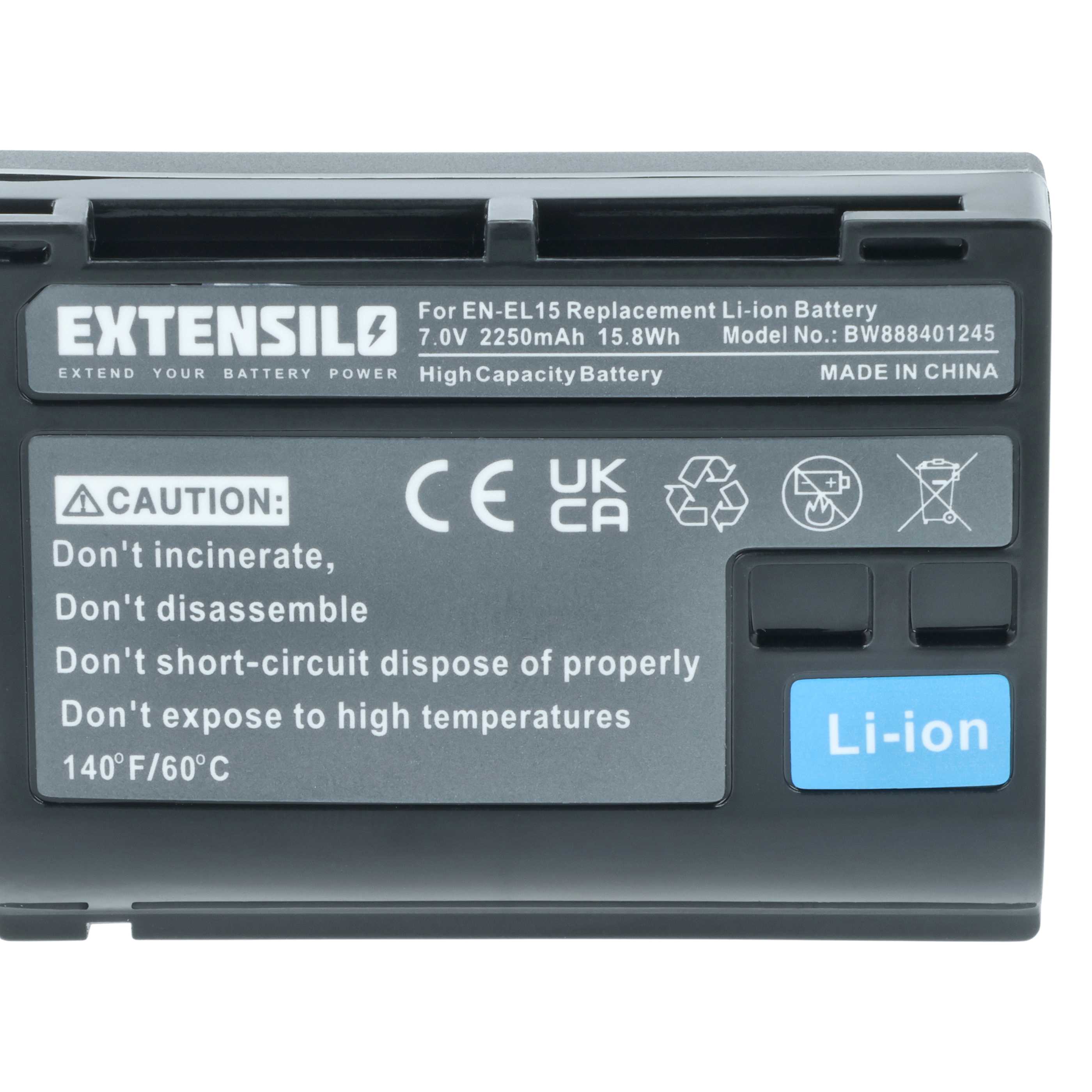 Batterie remplace Nikon EN-EL15b, EN-EL15c, EN-EL15A, EN-EL15 pour appareil photo Nikon- 2250mAh 7V Li-ion