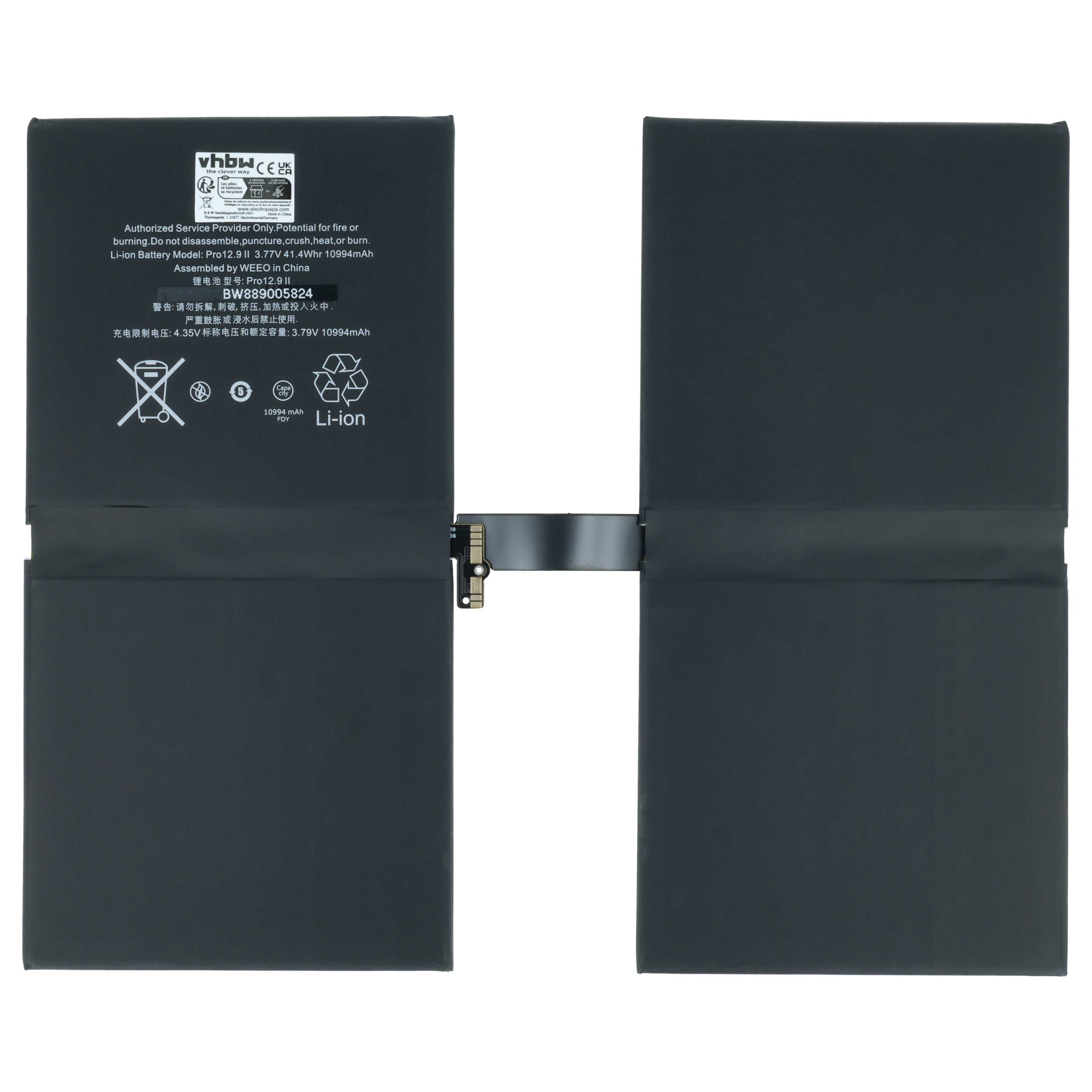 Tablet Battery Replacement for Apple A1754, 020-01238 - 10994 mAh 3.77 V Li-Ion