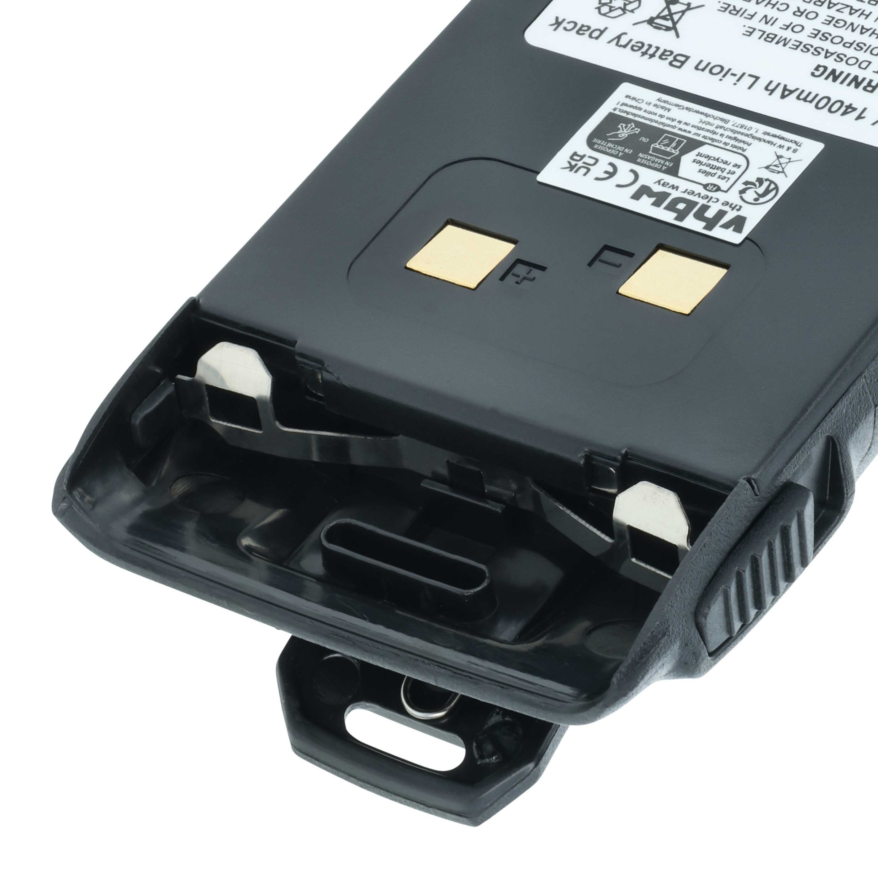 Radio Battery replaces BLO-004, BLO-007, BLO-001 - 1400 mAh 7.4 V Li-Ion + Belt Clip
