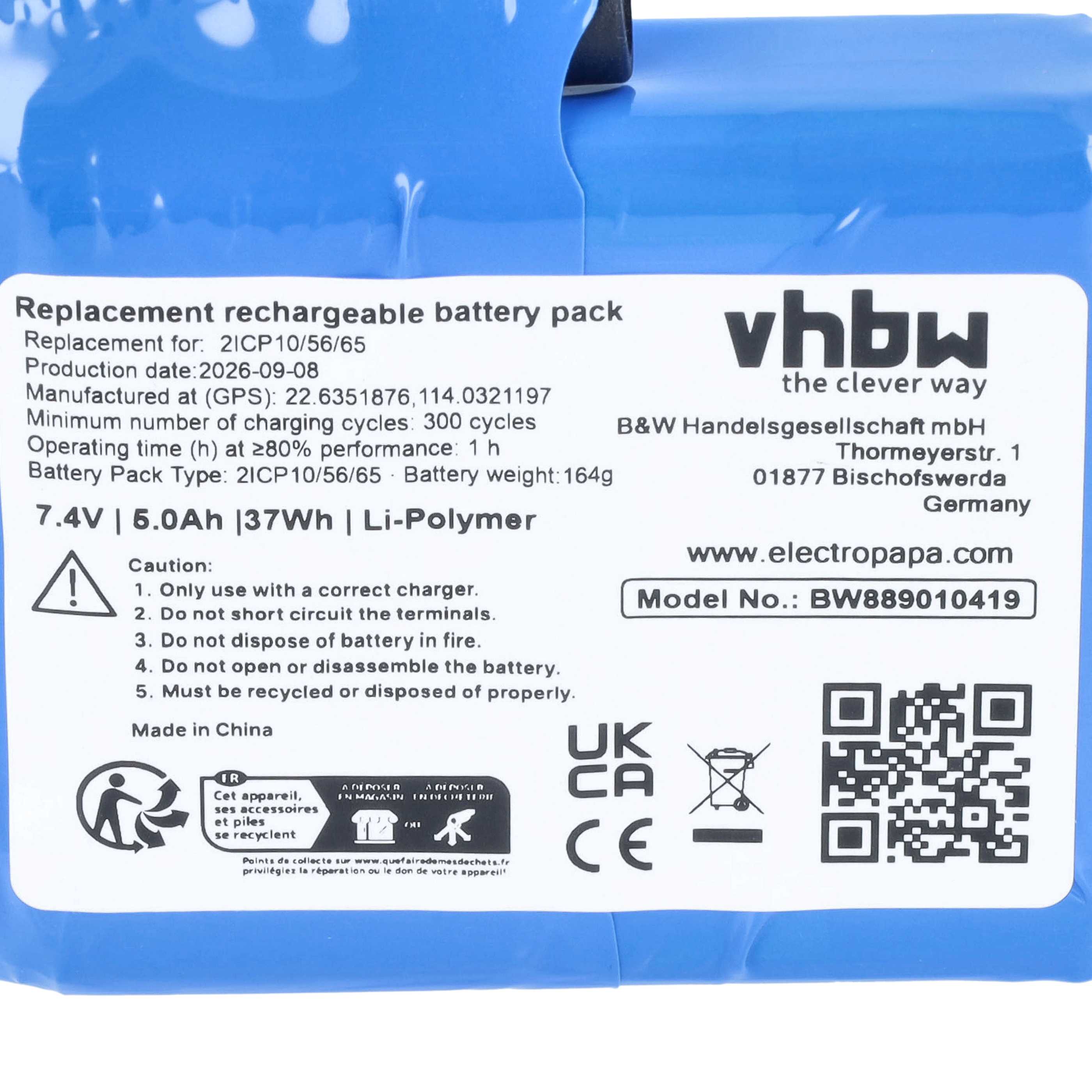Heizkleidung-Akku (2 Stück) als Ersatz für SWB01 für Barchi - 5000mAh 7,4V Li-Polymer
