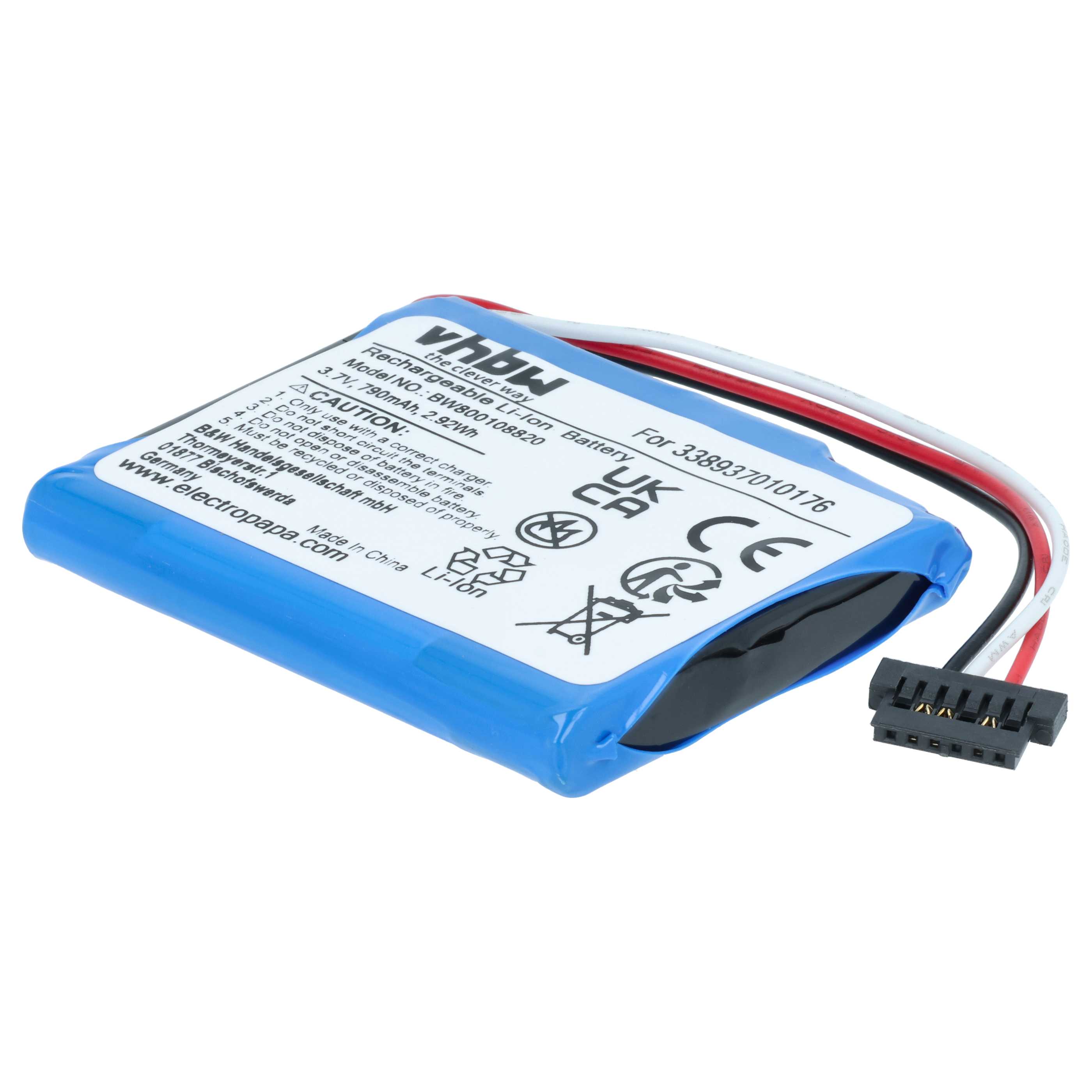 Akumulator do nawigacji GPS zamiennik Pioneer 827304, 338937010176 - 790 mAh 3,7 V Li-Ion