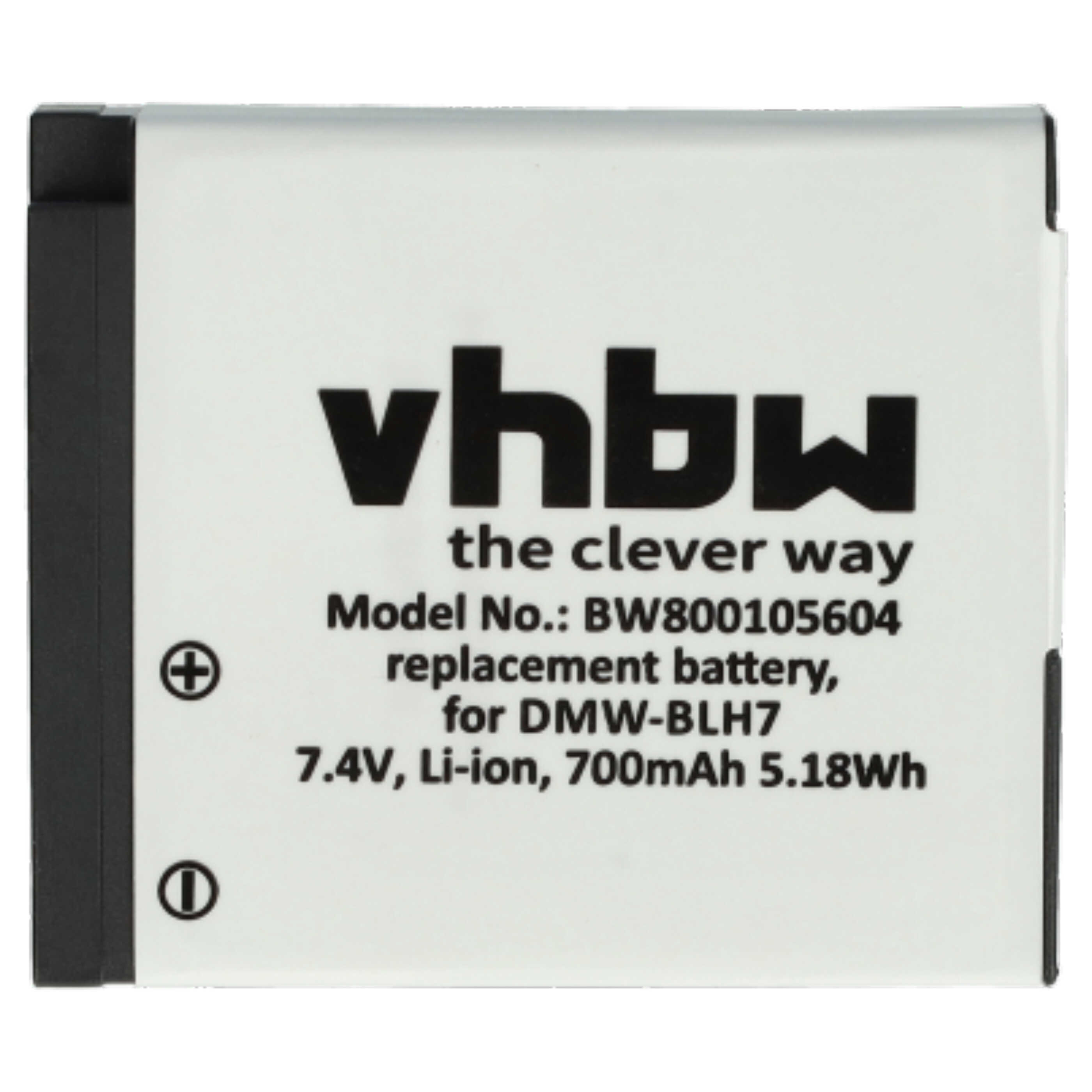 Batteries (2x pièces) remplace Panasonic DMW-BLH7E, DMW-BLH7 pour appareil photo - 600mAh 7,2V Li-ion