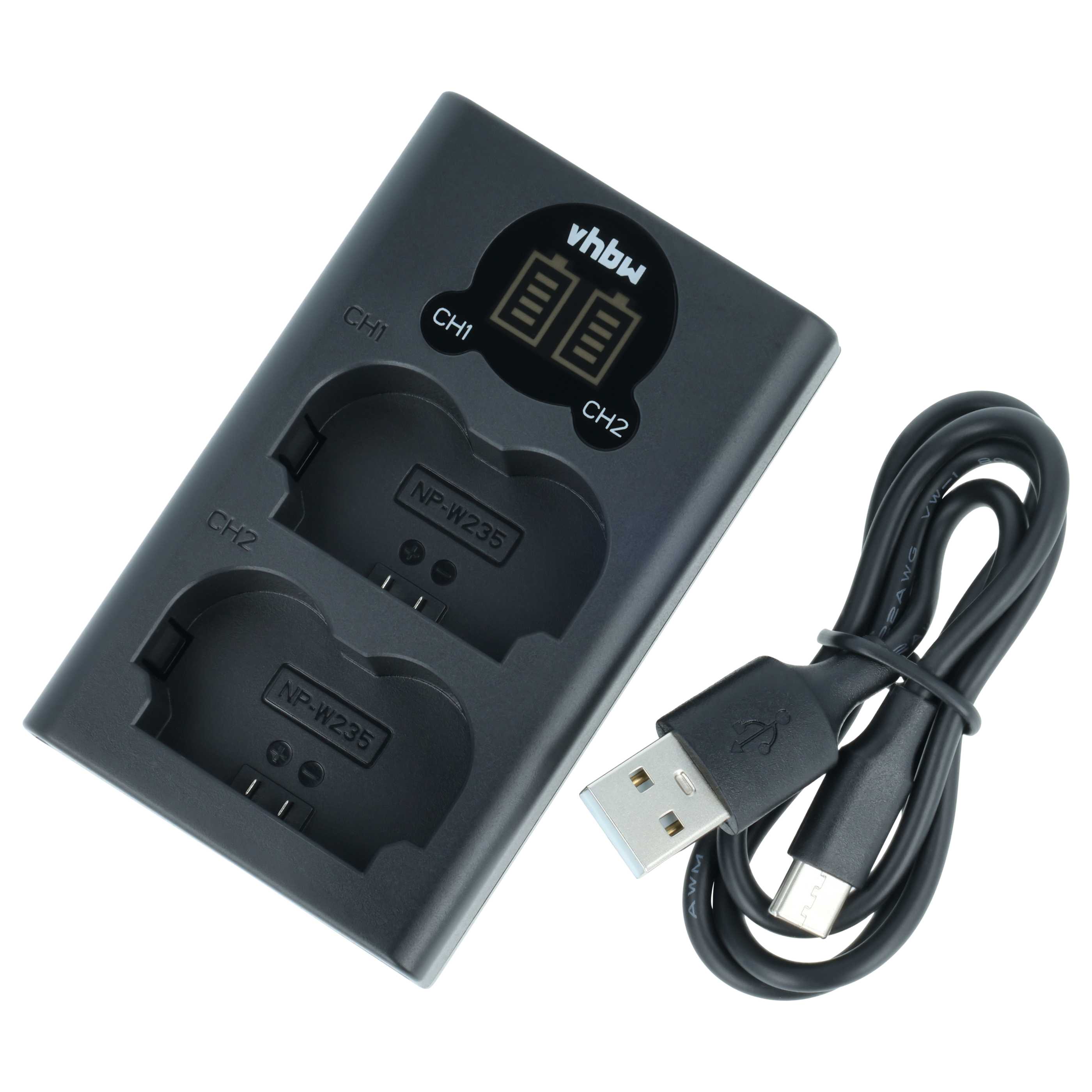 Battery Charger Micro-USB + USB-C + Cable Micro-USB suitable for Fuji Fujifilm GFX 50S II Digital Camera