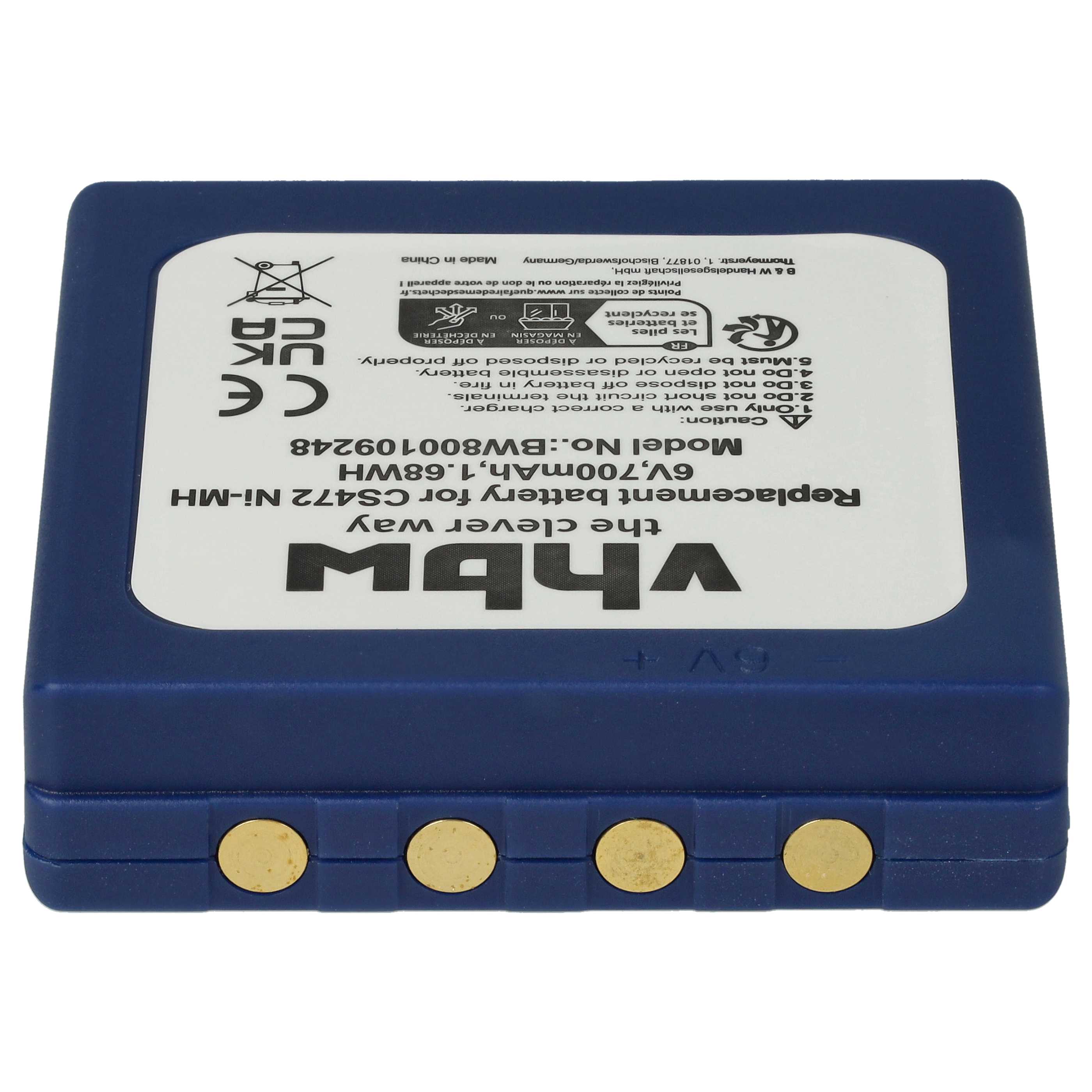Radio Battery replaces HBC BA222060, BA222061, BA203060, FBFUB03, AF-FUB03M, KH68302500 - 700 mAh 6 V NiMH