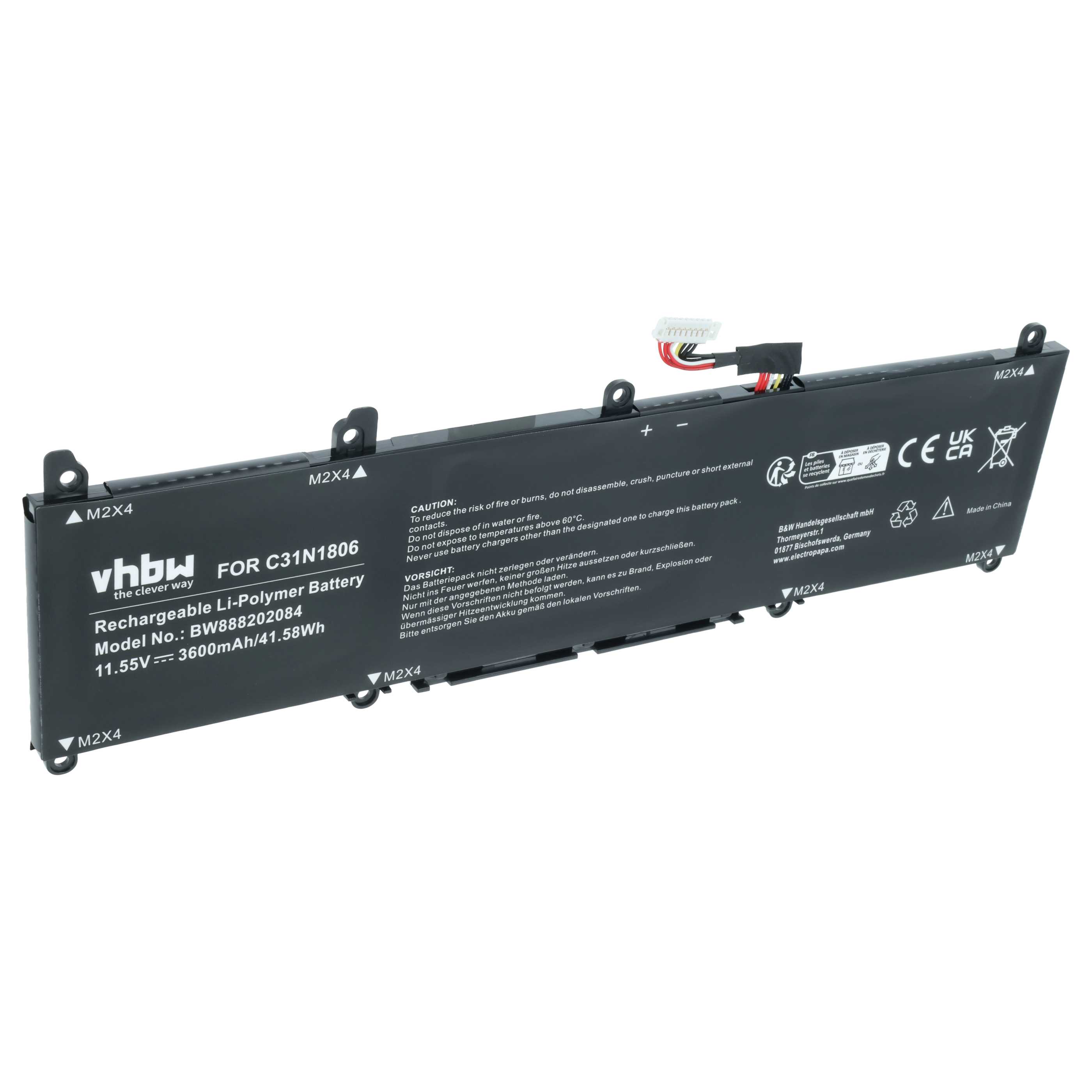 Akumulator do laptopa zamiennik Asus 0B200-02960000, 0B200-03030000 - 3600 mAh 11,55 V LiPo, czarny