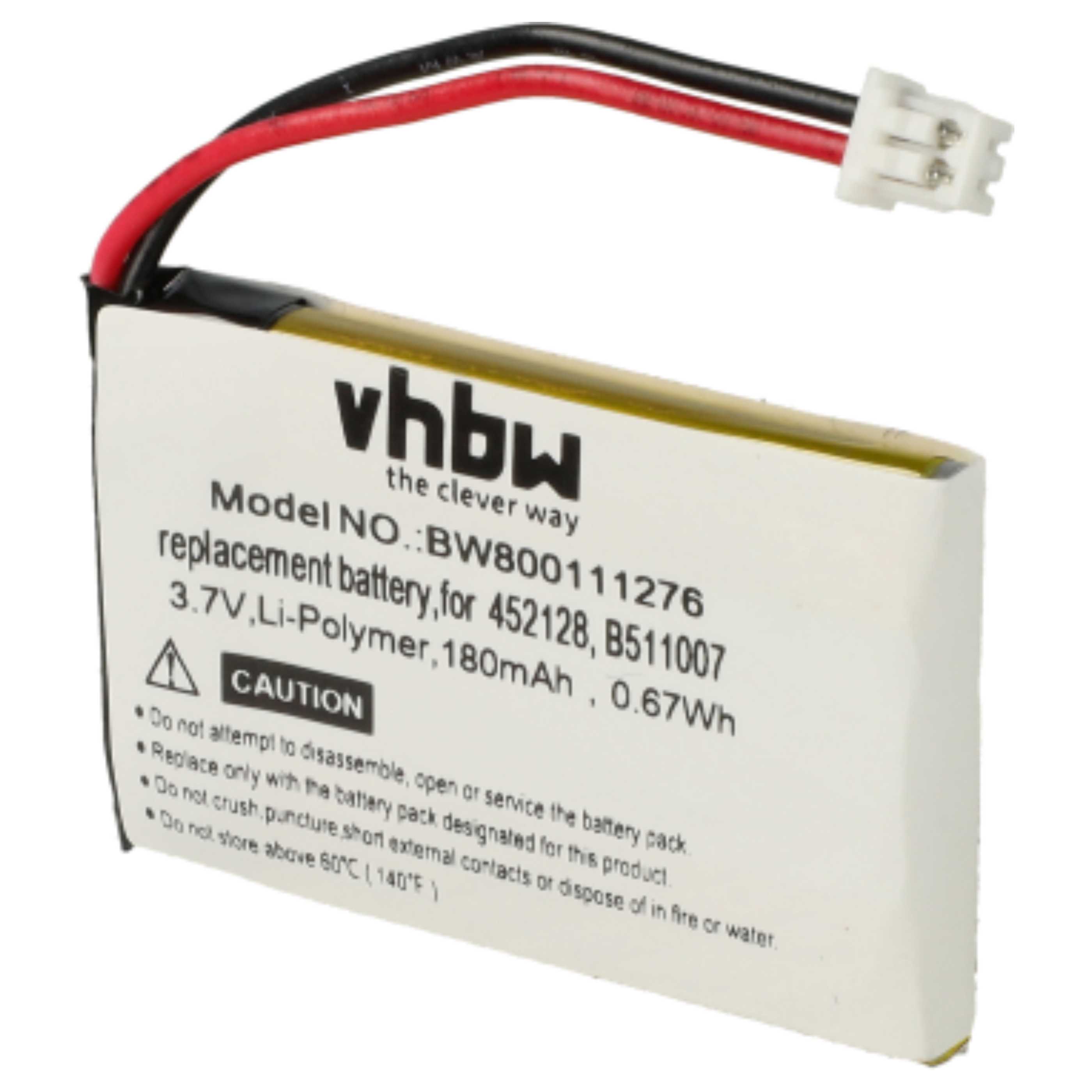 5x Akumulator do słuchawek bezprzewodowych zamiennik 452128, B511007 - 180 mAh 3,7 V LiPo