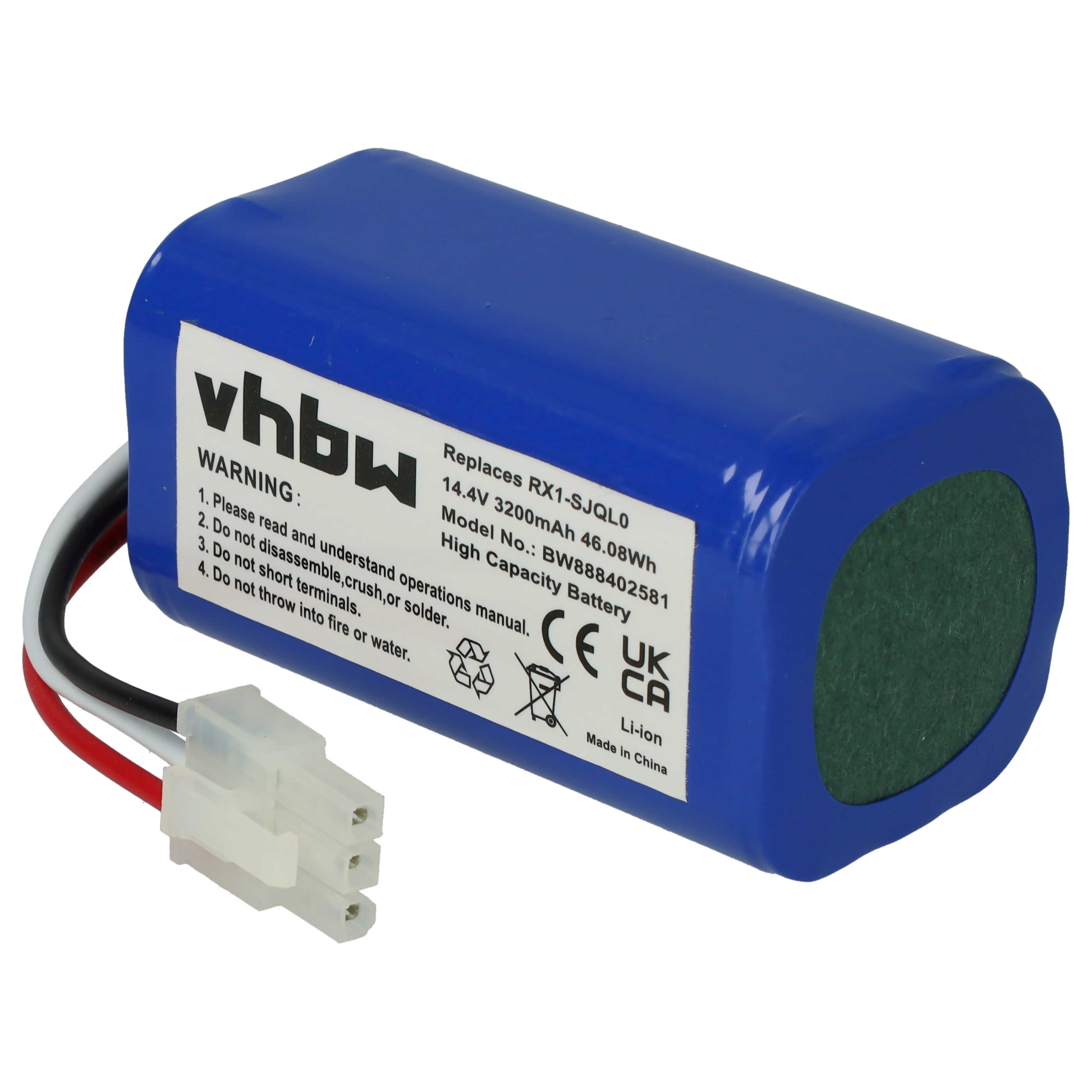 Akku als Ersatz für iClebo EBKRWHCC00978, EBKRTRHB000118-VE für iClebo Saugroboter - 3200mAh 14,4V Li-Ion