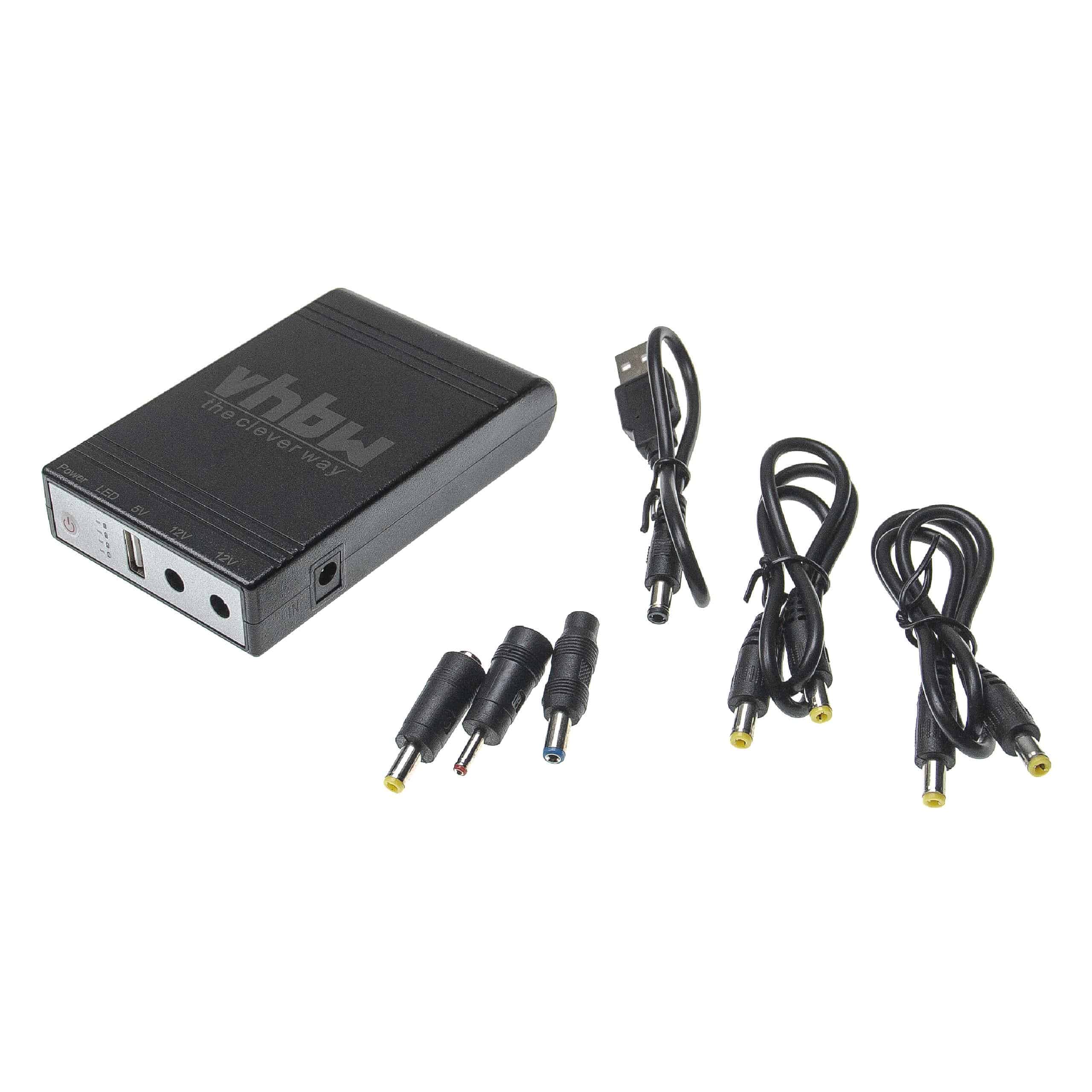 Mini UPS for Router, IP-Cameras, Modem, Computer etc. - USB 5 V / DC 12 V, 1.0 A