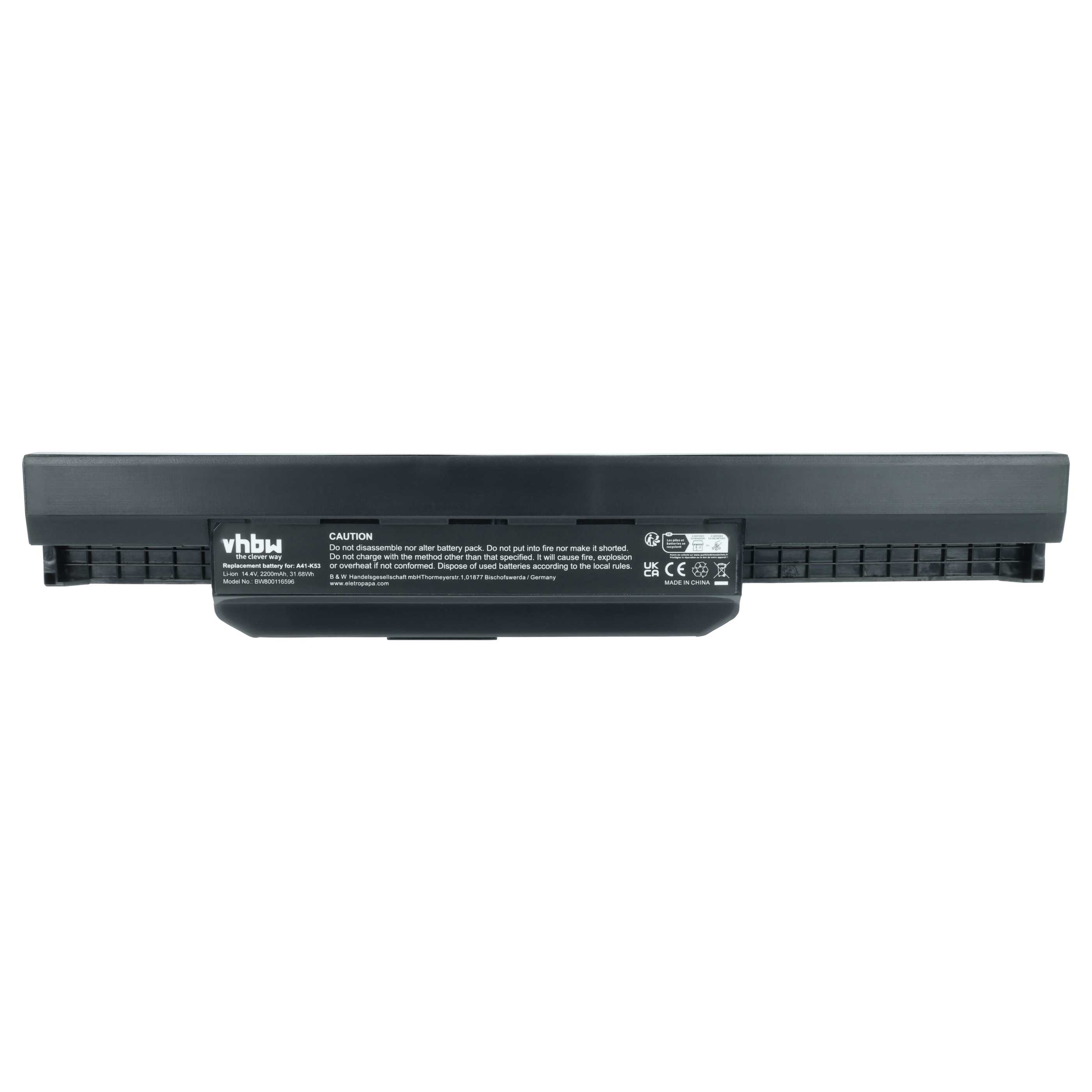 Akumulator do laptopa zamiennik Asus 07G016H31875M, A31-K53, 0B20-00X50AS - 2200 mAh 14,4 V Li-Ion, czarny