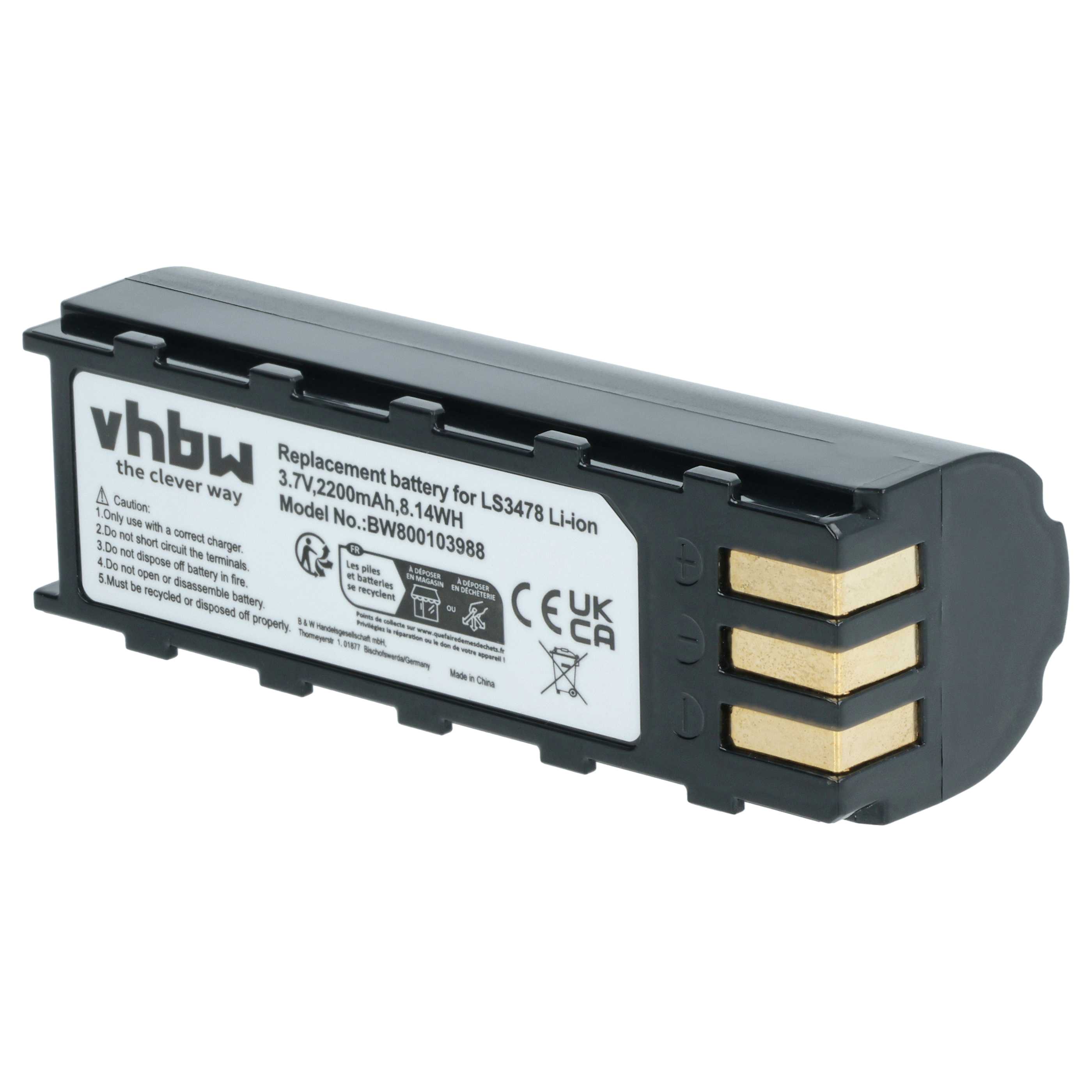 5x Batteria sostituisce Leuze 50120448 per barcode scanner Symbol - 2200mAh 3,7V Li-Ion