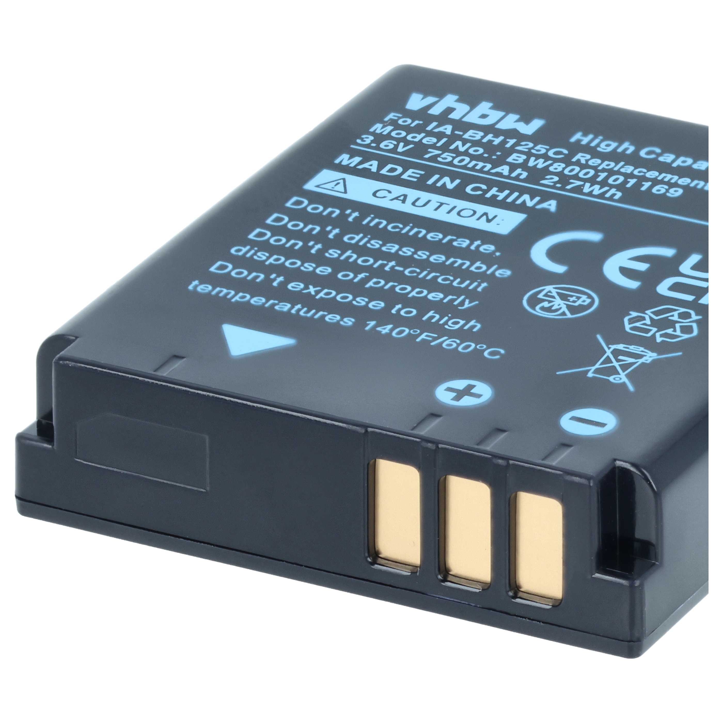 2x Battery replaces Pentax D-Li106 - 750mAh, 3.6V, Li-Ion