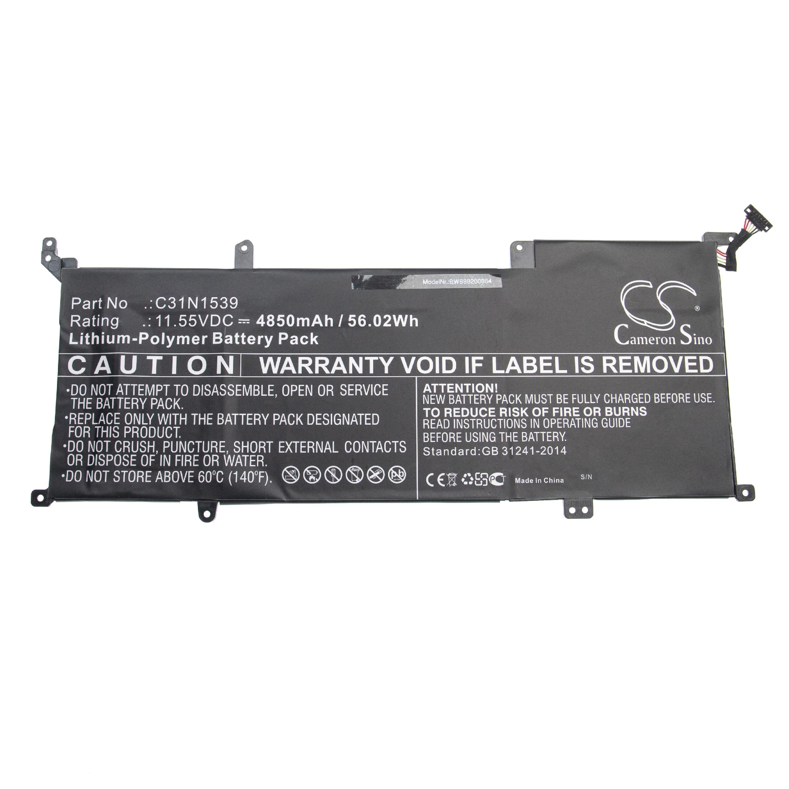 Akumulator do laptopa zamiennik Asus 0B200-01180200, C31N1539 - 4850 mAh 11,55 V LiPo, czarny