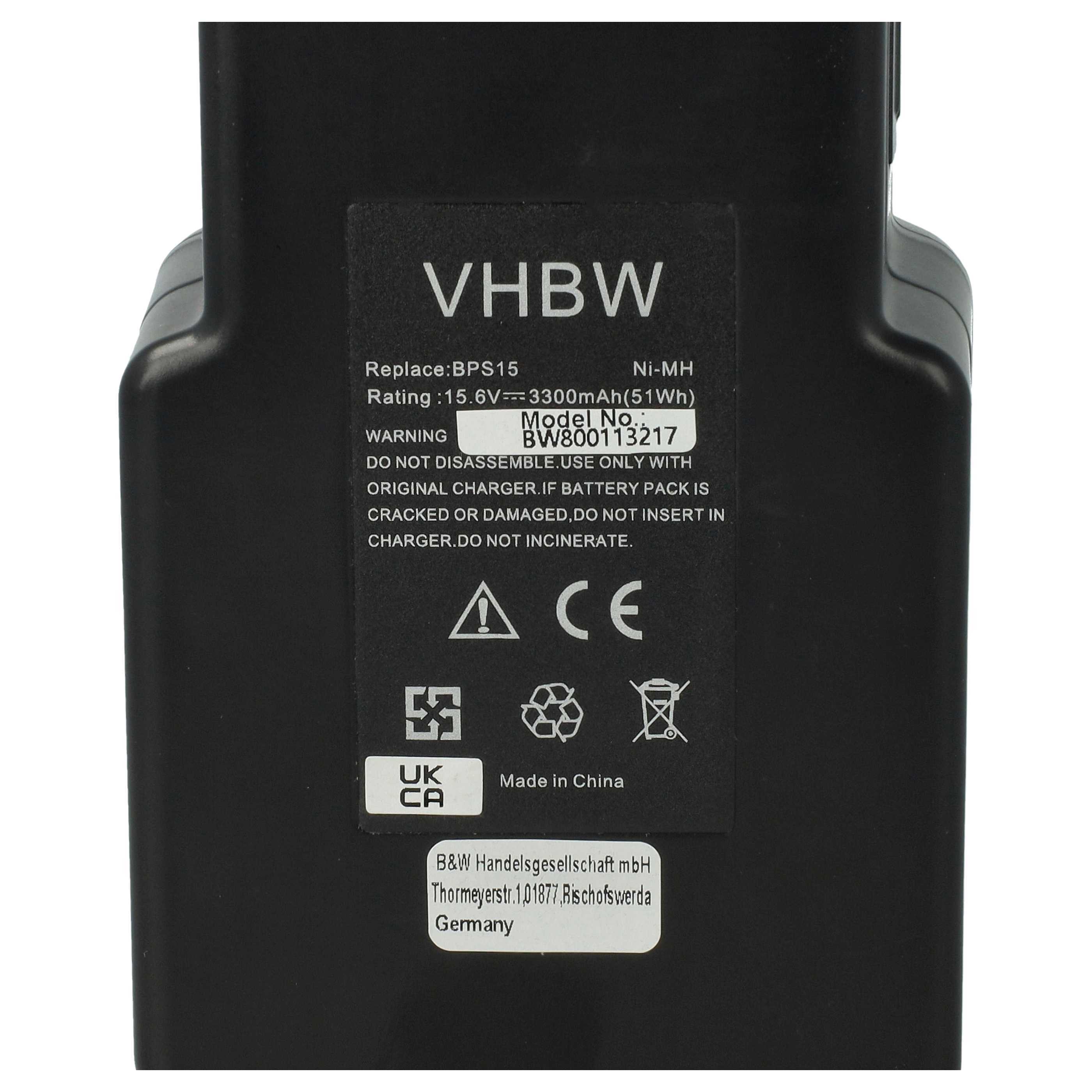 Battery replaces Festo Festool 6S, BPS15, 491 823, 492 269 Electric Power Tool - 3300 mAh, 15.6 V, NiMH