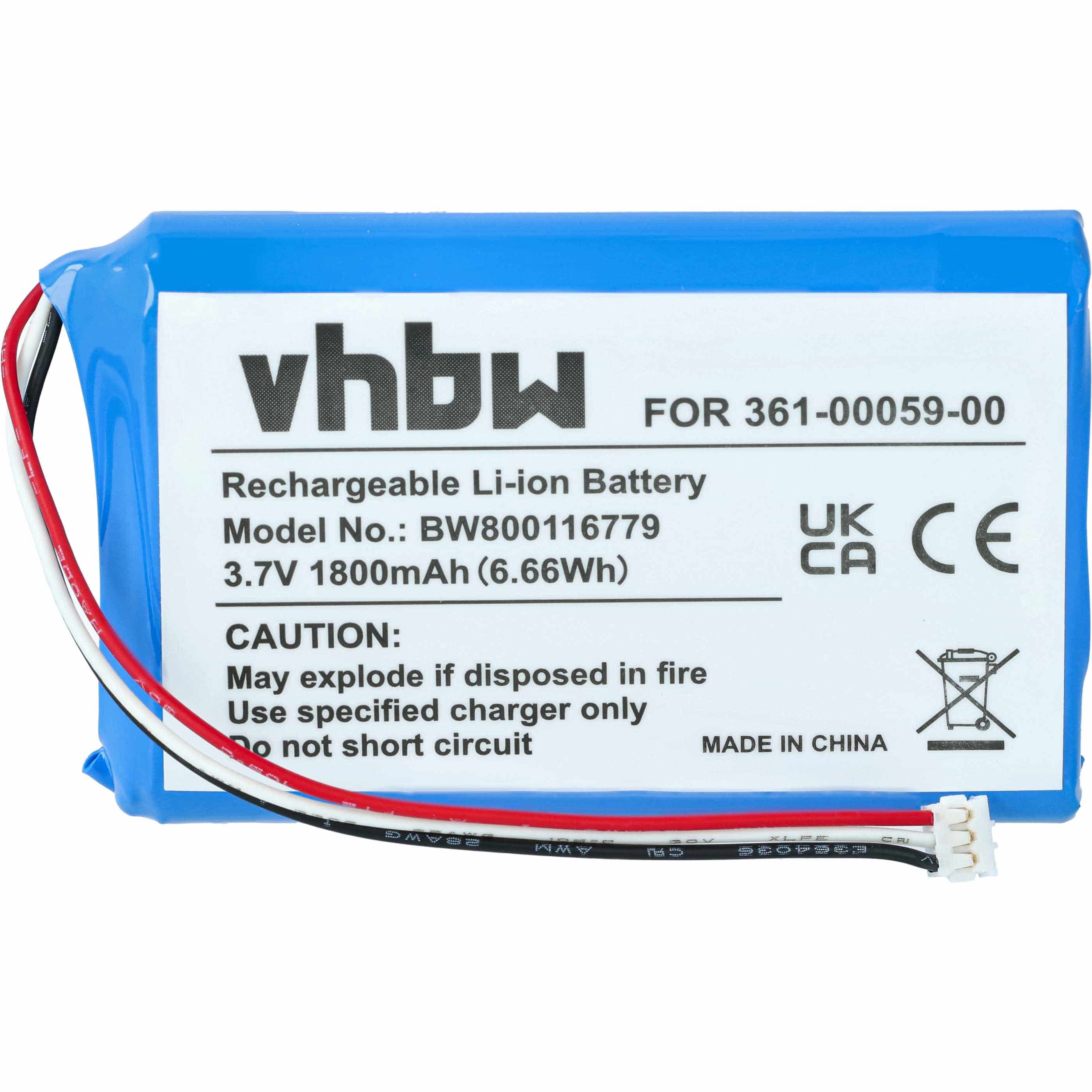 Akumulator do nawigacji GPS zamiennik Garmin 361-00059-00, 020-00218-05, 010-01043-01 - 1800 mAh 3,7 V LiPo